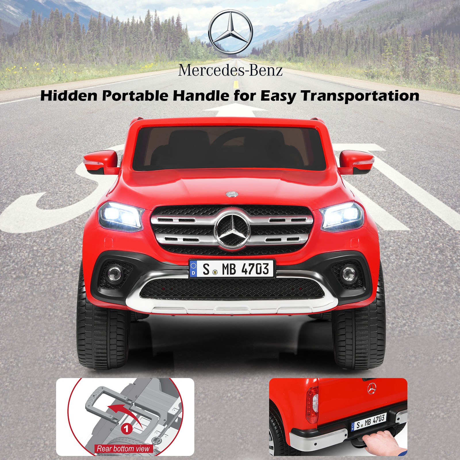 2-Seater 12V Kids Ride On Car Mercedes Benz Licensed X Class RC W/ Trunk Red
