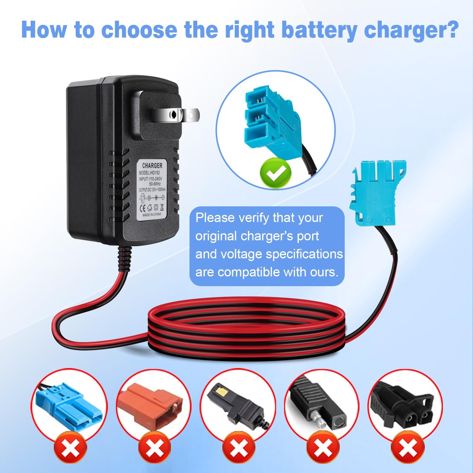 12V Battery Charger for 12V Peg-Perego Battery John Deere Ground Force Tracto…