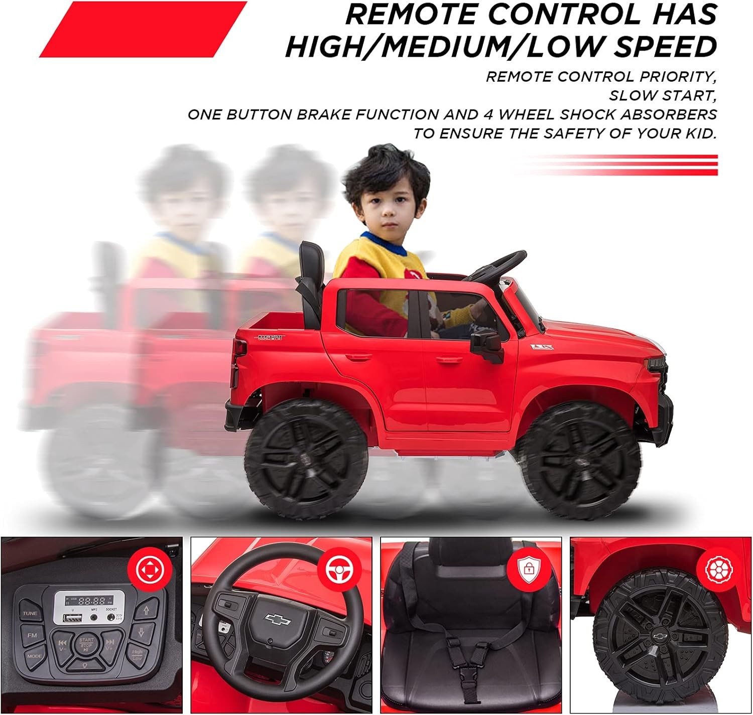 12V Kids Ride-On Truck with Remote Control Electric Car for Toddlers Toys 2-5Y