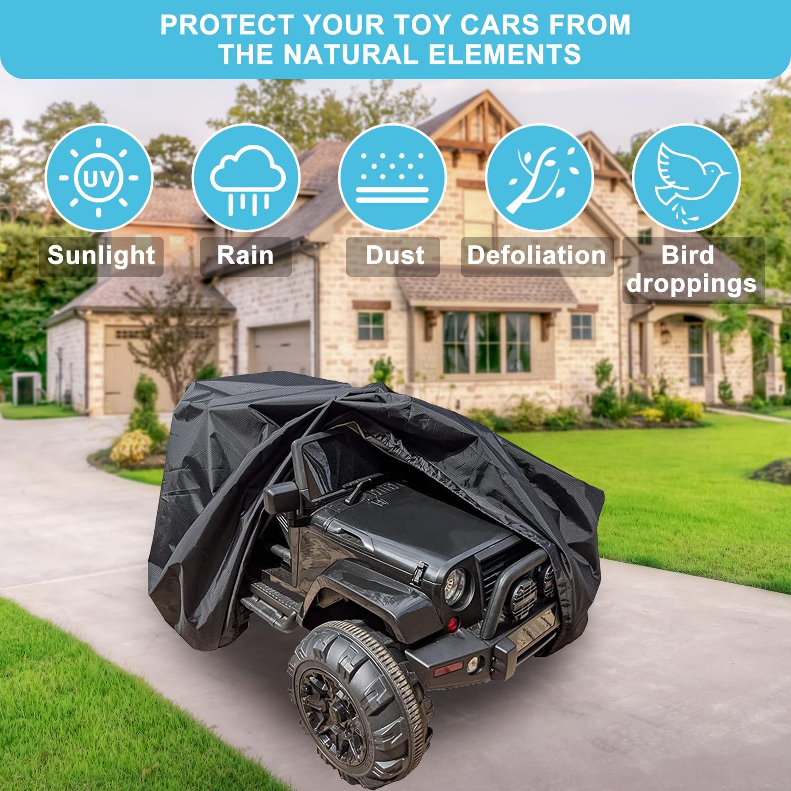 Large Ride-On Truck Toy Car Cover, Outdoor Cover for Power Wheels, Kids Elect…