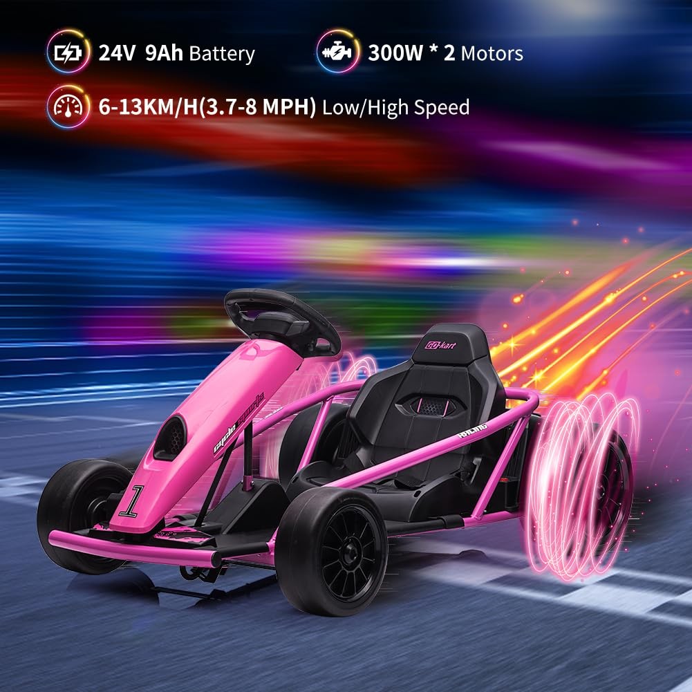 Ride On Go Kart for Kids 24V Electric Go Kart High Speed Drifting Car Riding Toy
