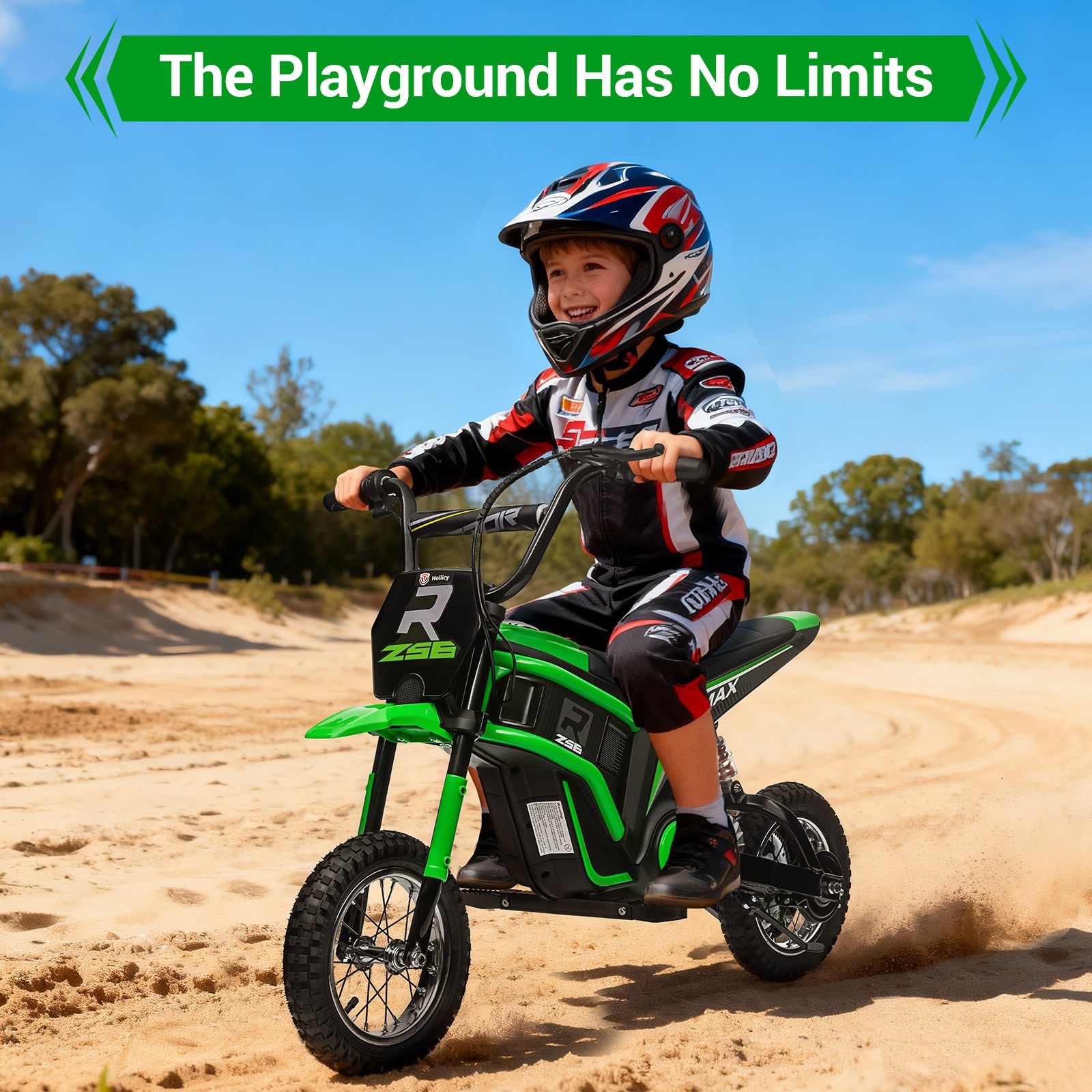 Electric Dirt Bike 350W Motorcycle for Kids w/ Tail Lights 15.5 mph & 130lb Max