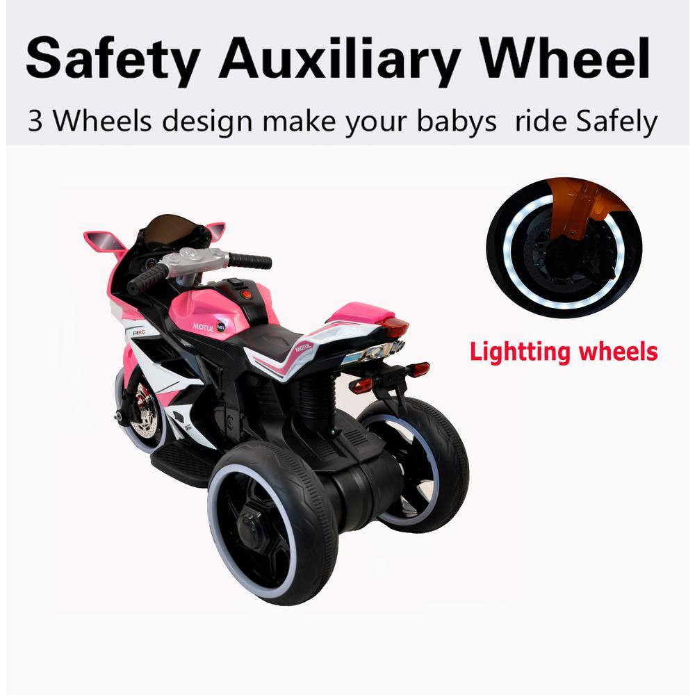 Plastic 6-V Electric Motorcycle for Kids 3-4-Years Boys/Girls with Headlight, Mu
