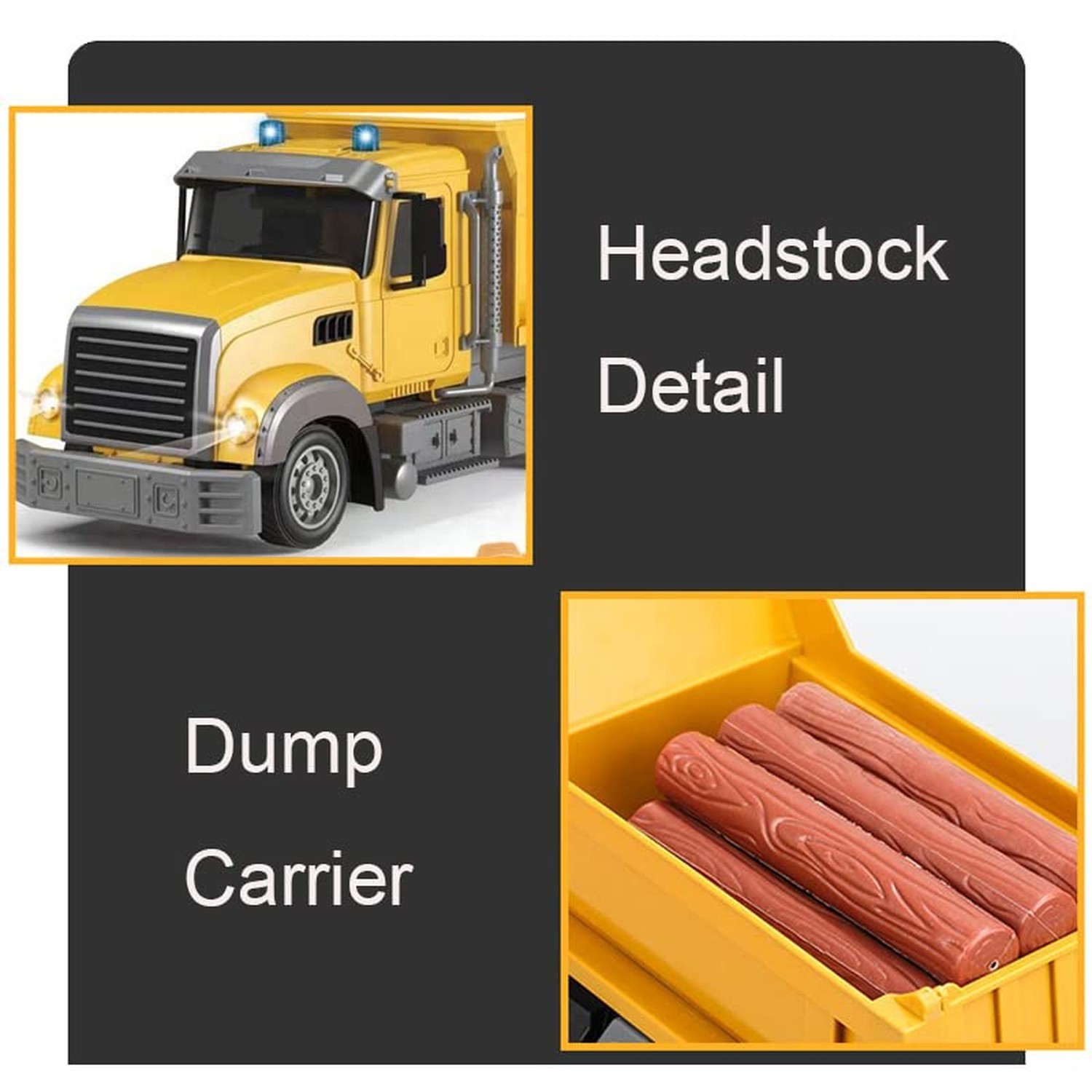 RC Dump Truck Toy for Kids – 6 Channel Remote Control Dump Truck with LED Lig…