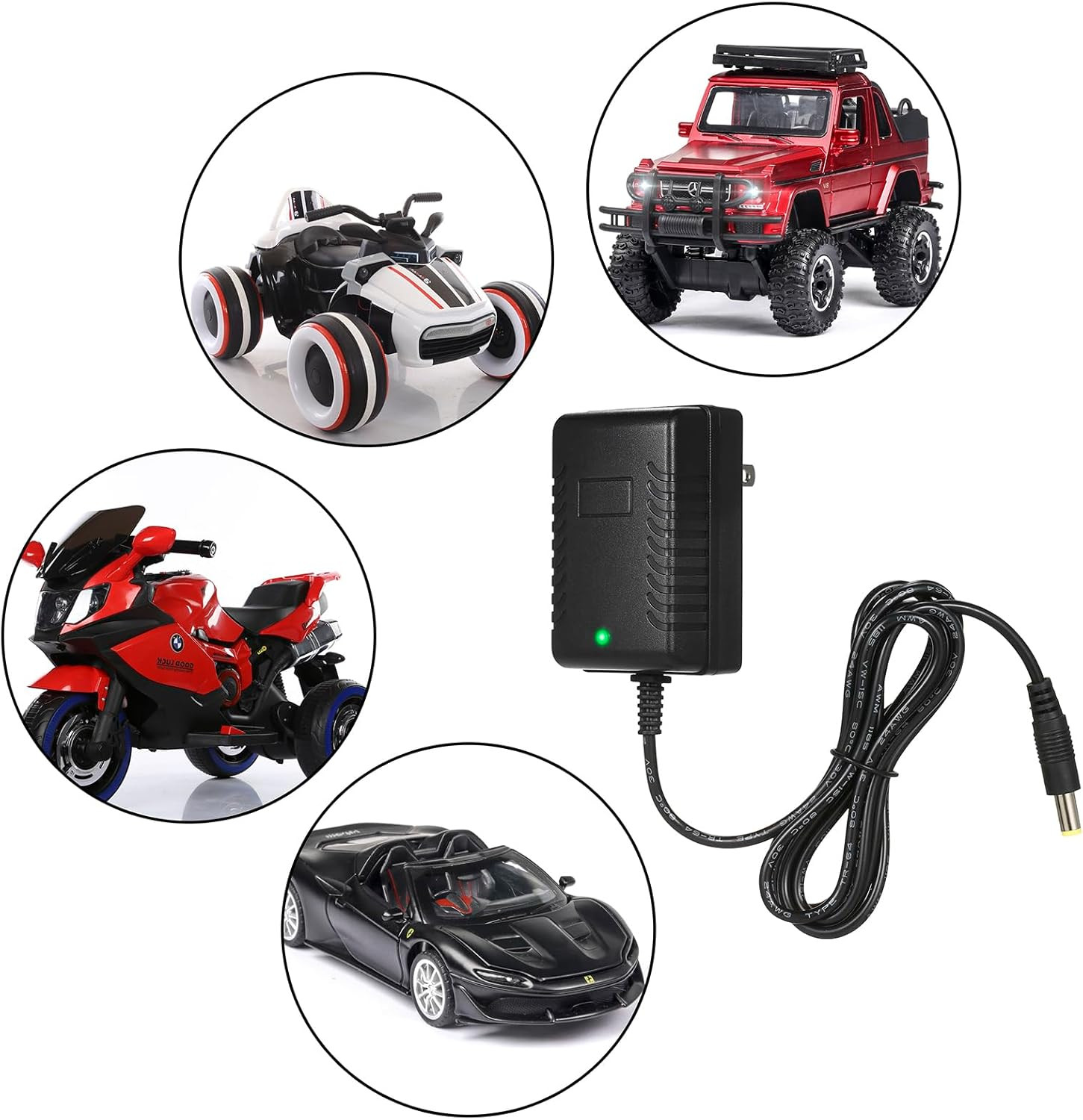 12V Charger for Kids Ride on Car, 12 Volt Battery Charger for Ride on Toys SUV C