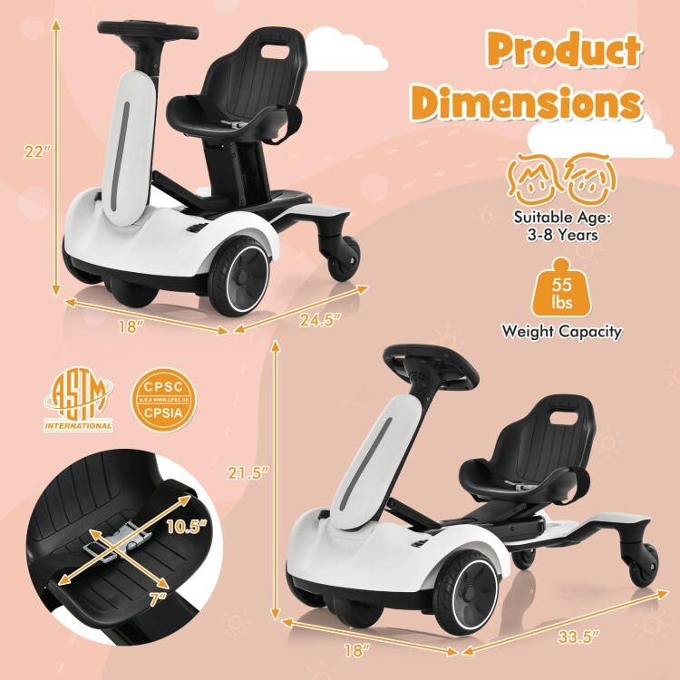 6V Battery Kids Ride on Electric Drift Car w/360° Spin and 2 Adjustable Heights