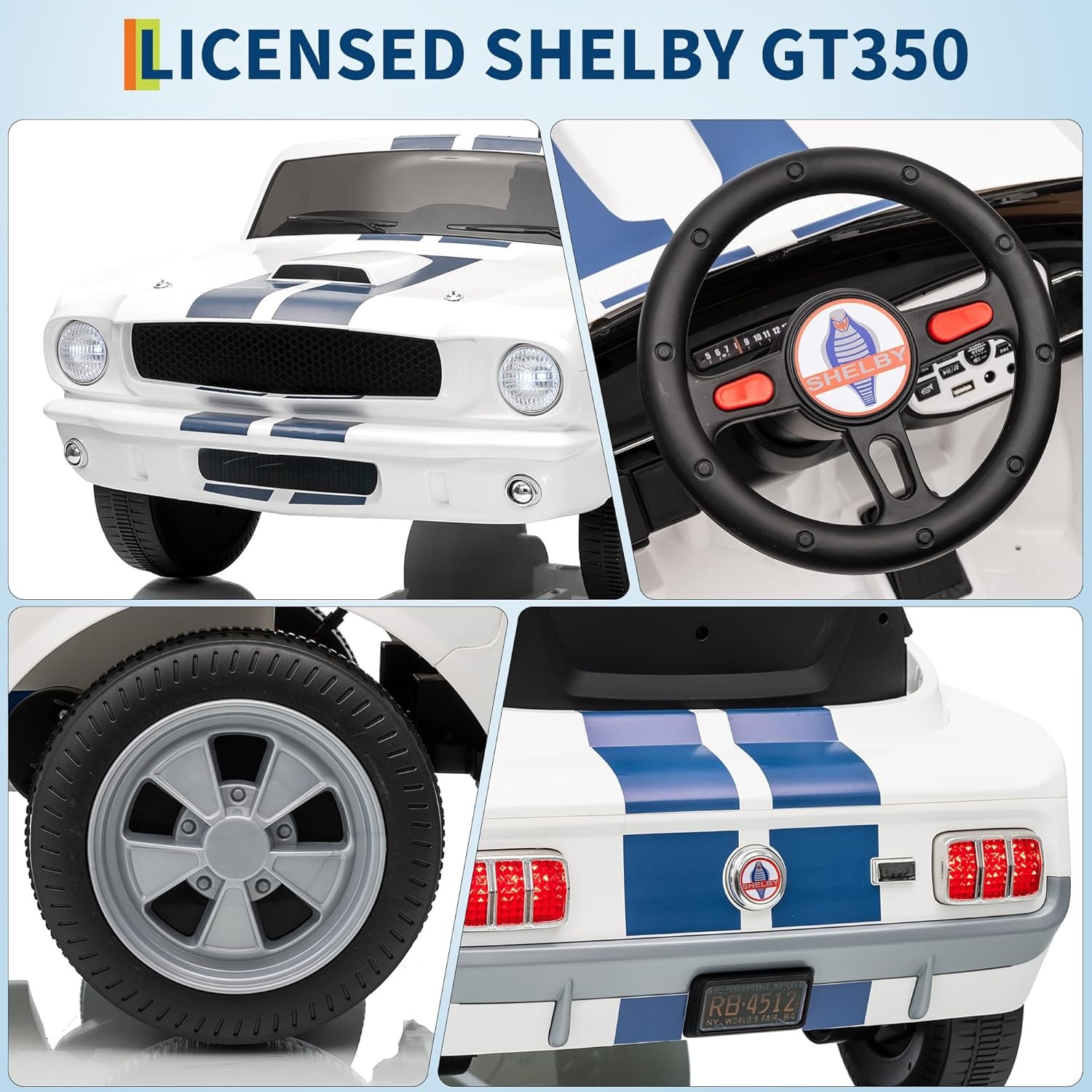 24V 2 Seater Ride on Licensed Shelby GT350 Electric Car Ride on Toys for Kids