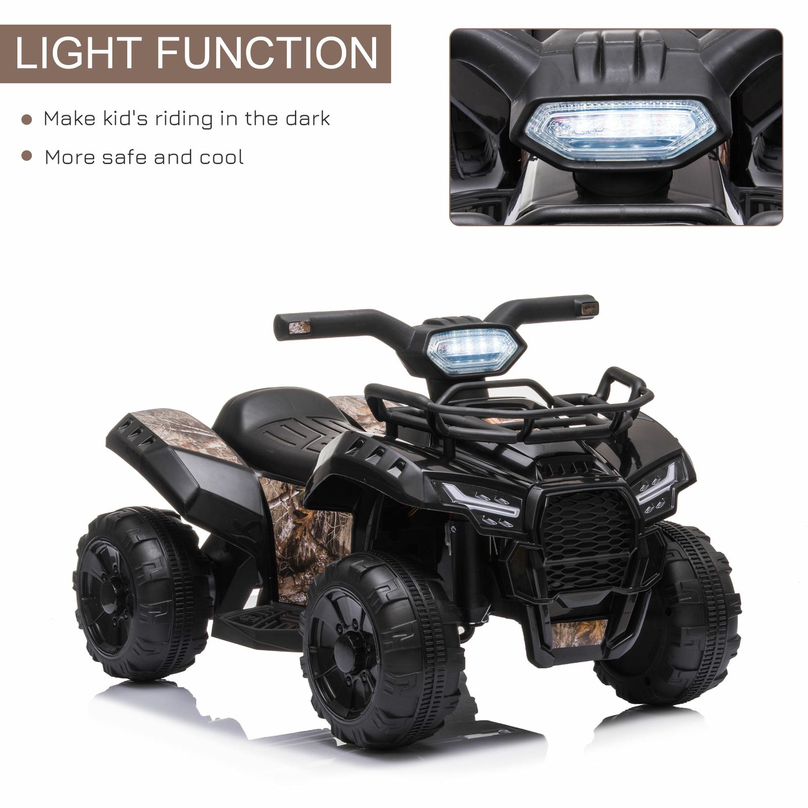 Kids 6V Battery Powered Ride On Car Quad Four Wheeler ATV Toy w/ LED Headlights