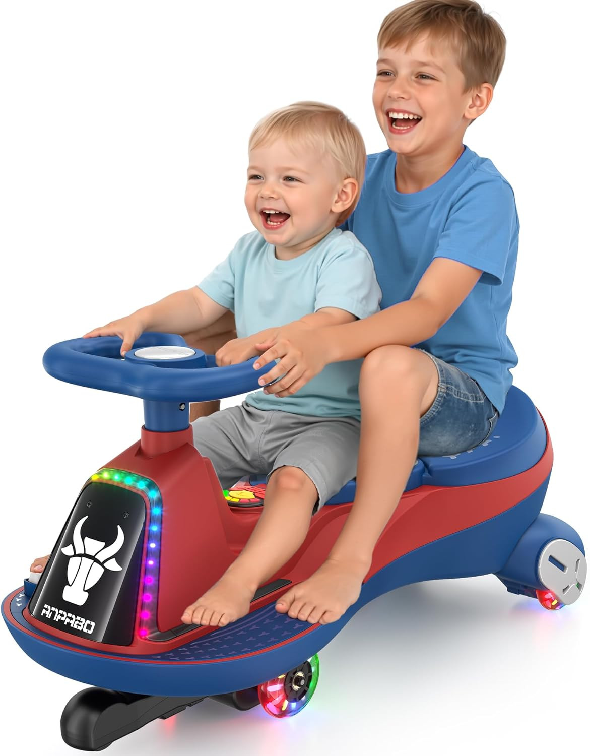12V Electric Wiggle Car with Pedals 2 Seater 2X75W Motor Music Bluetooth Ride On