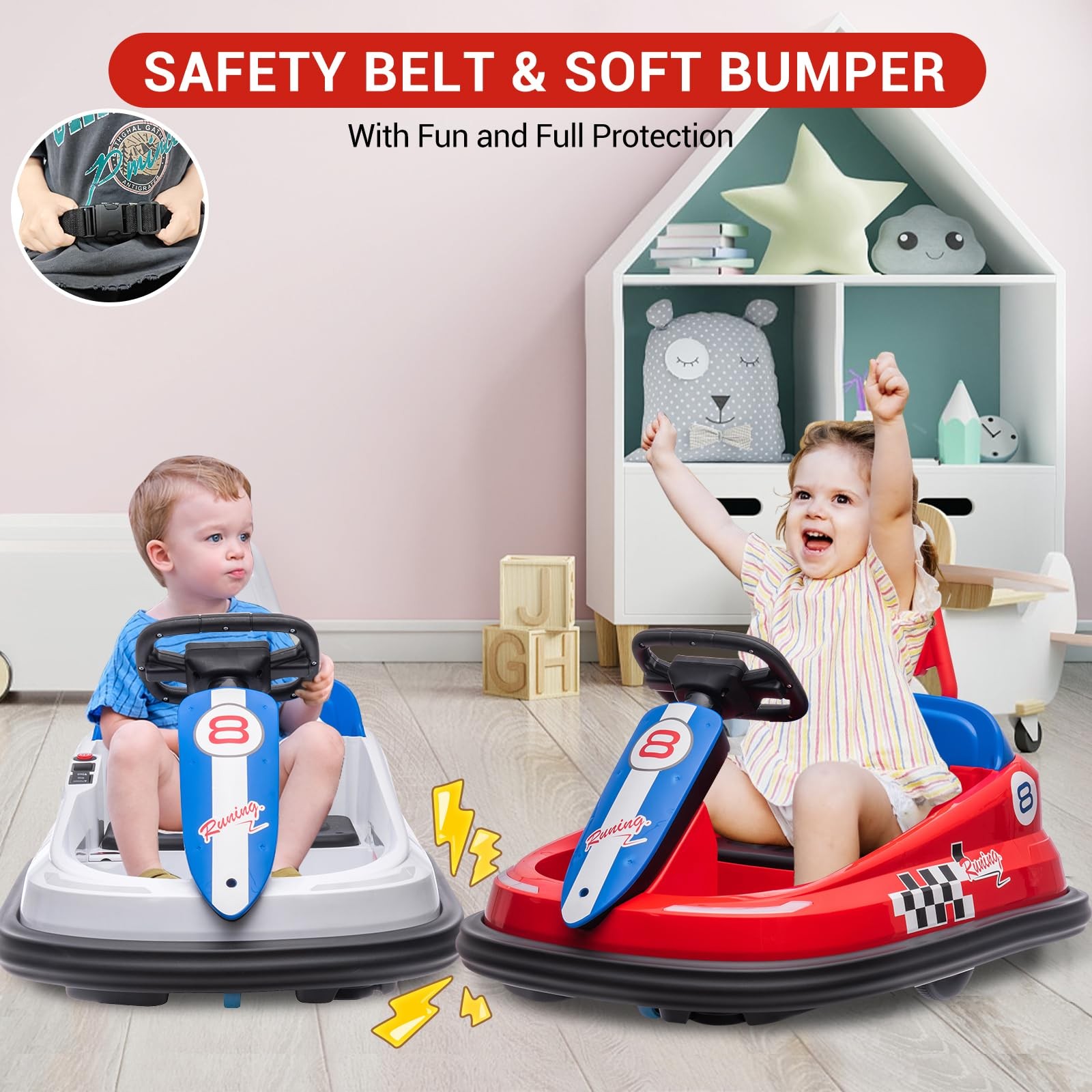 ⛳Kids Electric Bumper Car 6V Ride-On Toy W/15W Motors Steering Wheel Control NEW