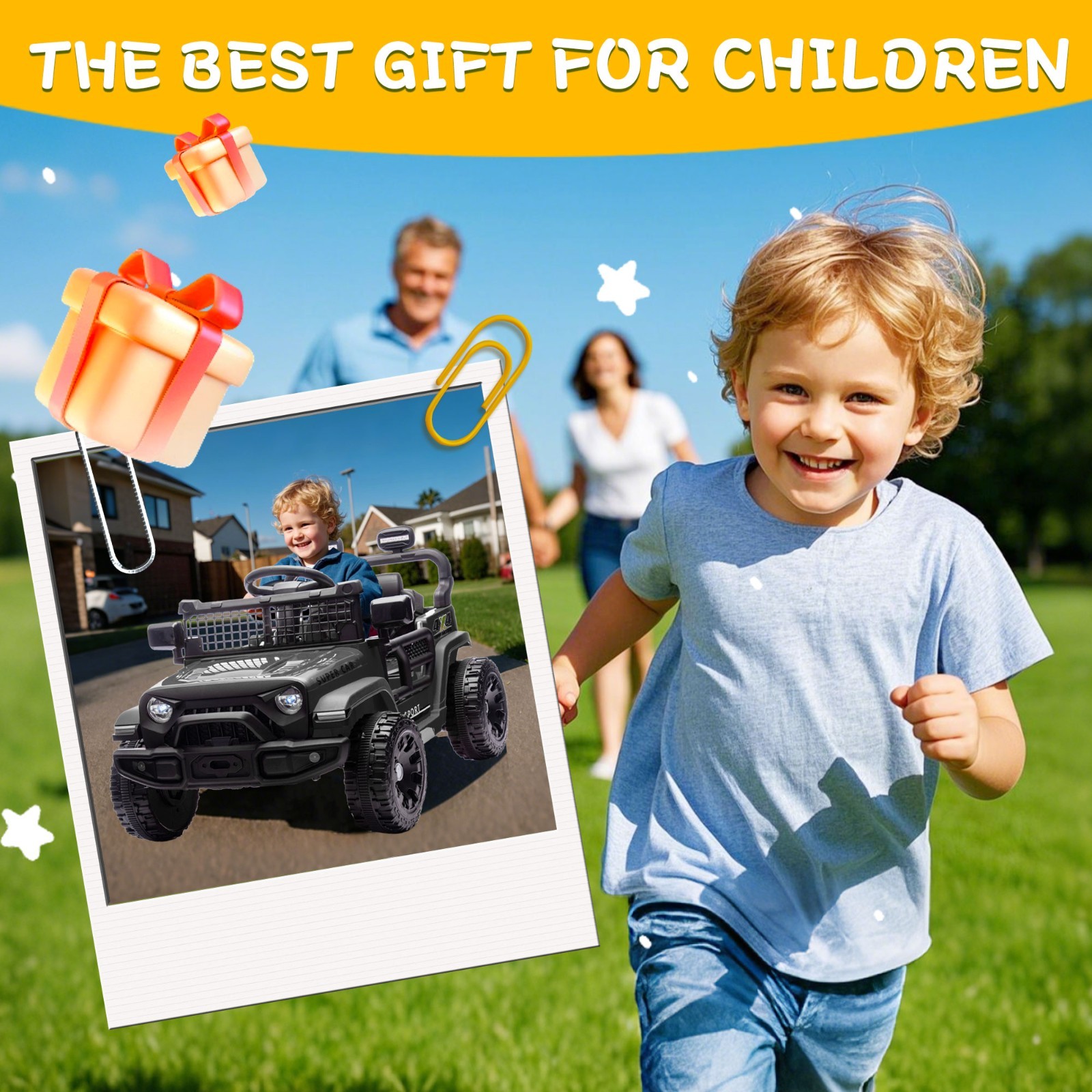 24V Kids Ride on Electric Car w/Remote, Power Wheels Toys for Boys & Girls,Black