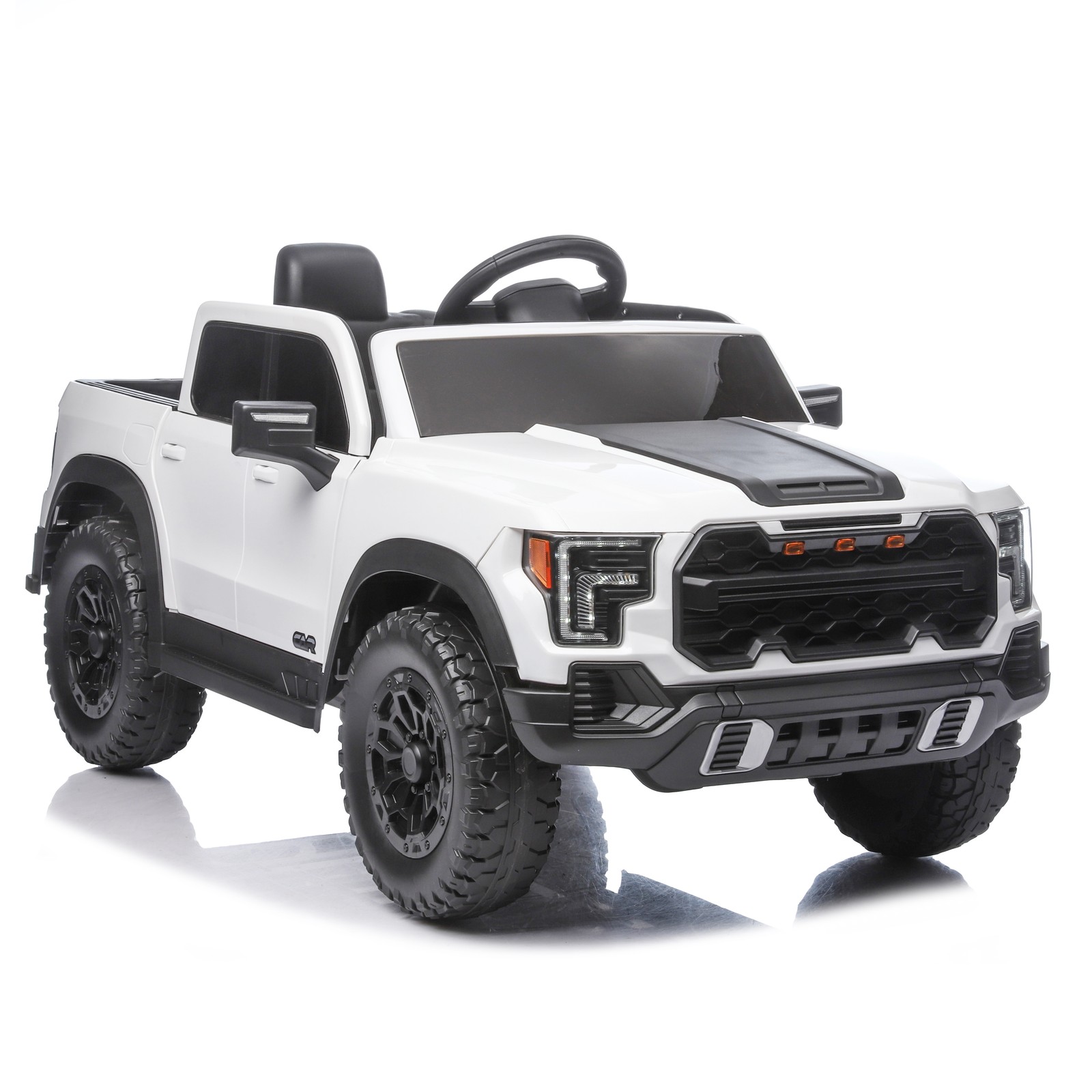 12V Kids Ride-On Car Remote Control, 4-Wheel Shock Absorption 3-6 Years White