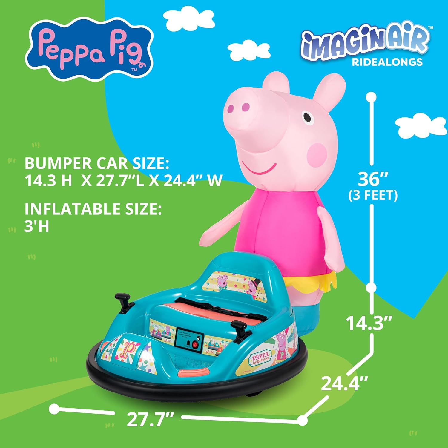 6V Peppa Pig Toy Toddler Bumper Car – Ride on Toddler Toy, Kids Electric Bumper