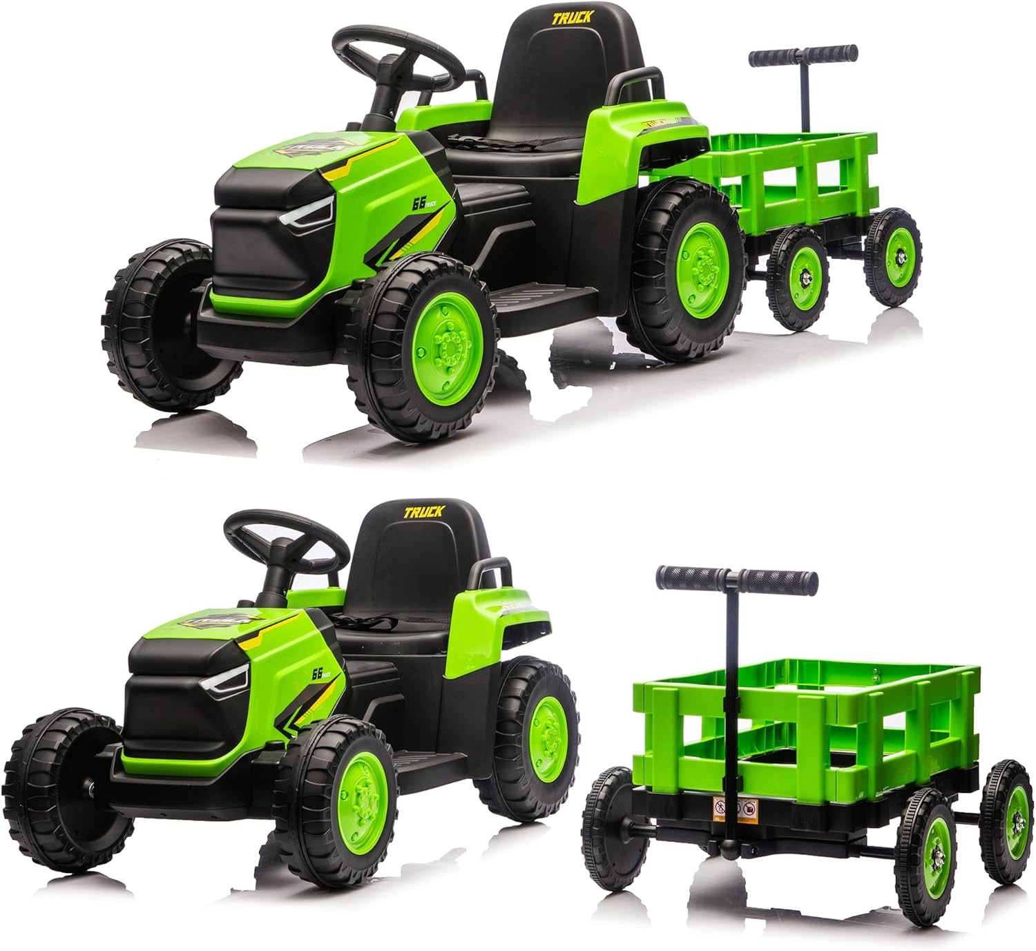 Toddlers Ride on Electric Tractor w/ Detachable Trailer 12V Kid Vehicle Ages 3–8