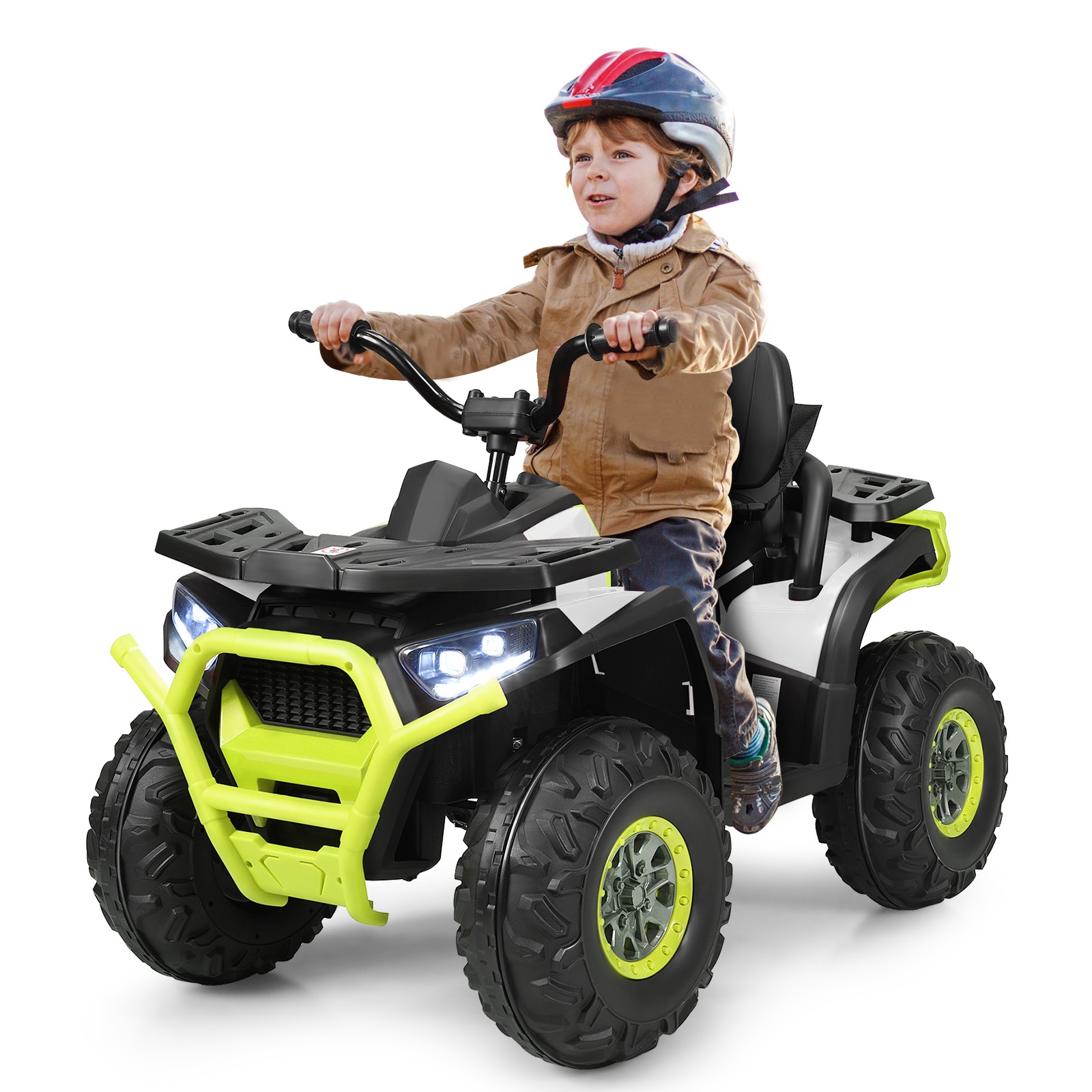 12V Kids Electric 4-Wheeler ATV Quad 2 Speeds Ride On Car w/MP3&LED Lights White