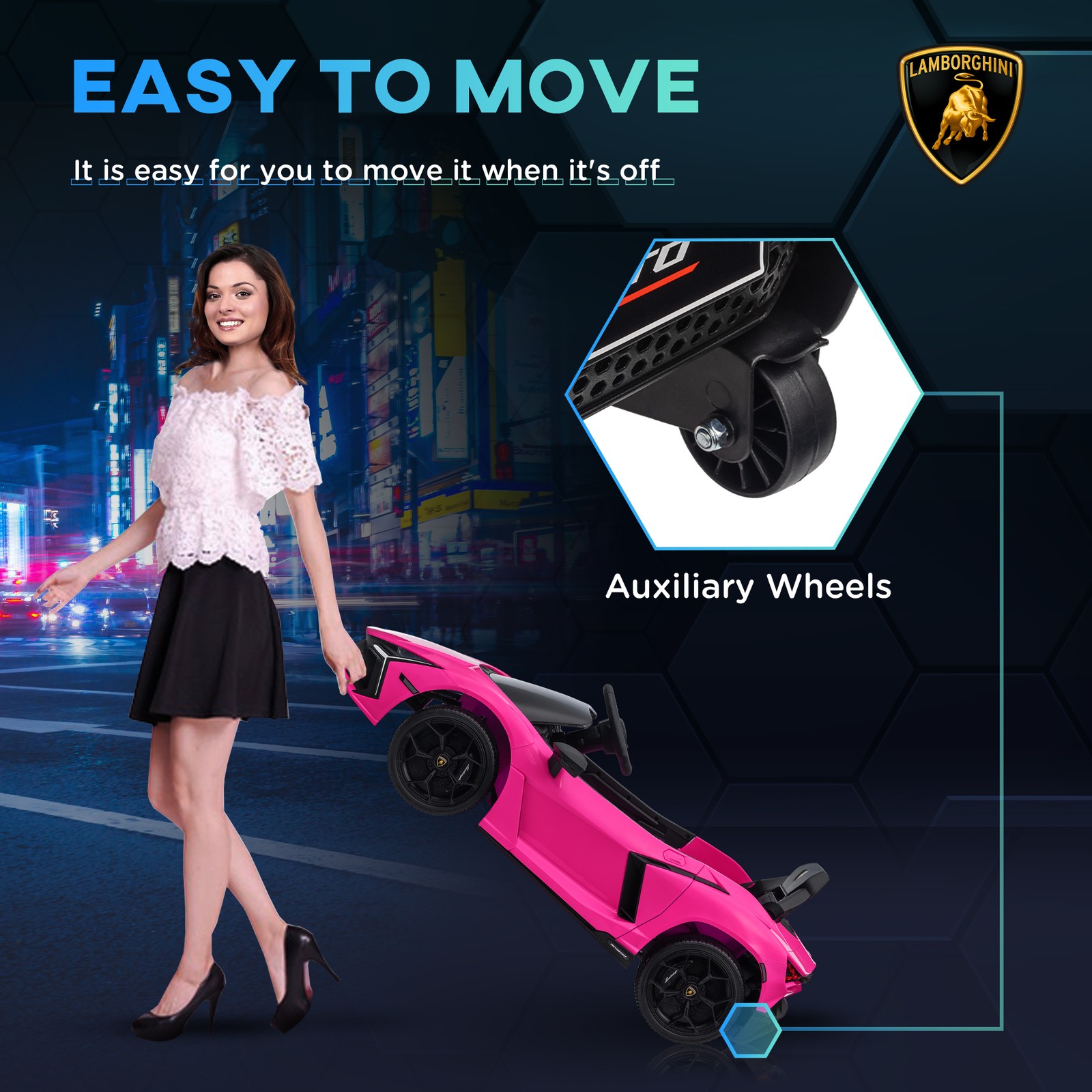 Lamborghini Revuelto Licensed Kids Ride on Car w/ Suspension, Pink