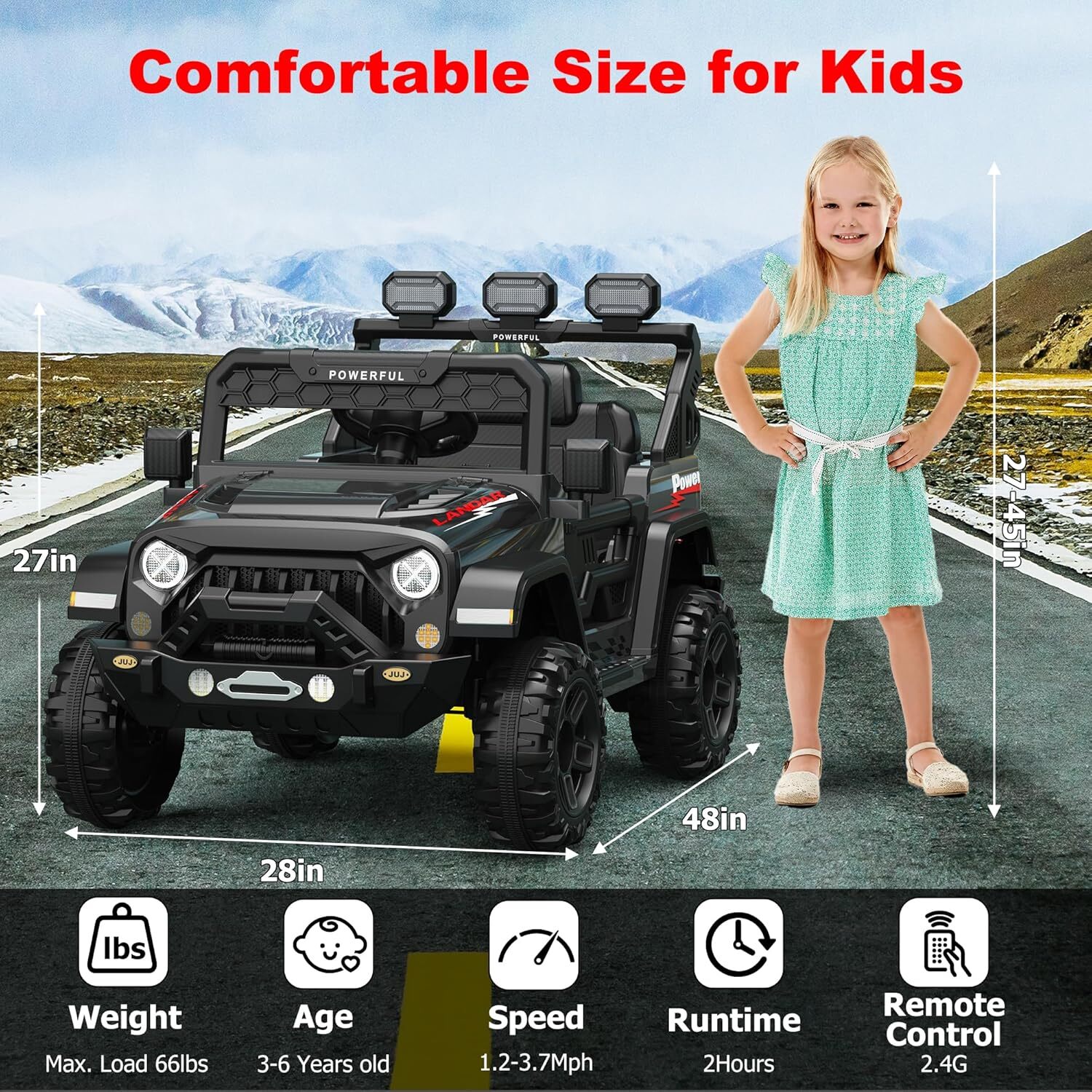 12V7Ah Electric Kids Car Power Wheels Dual Drive Ride-on Truck Vehicle W/Remote