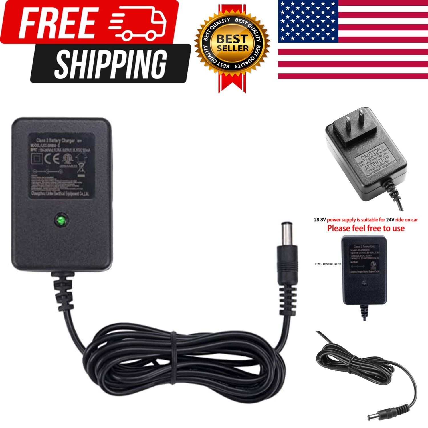 24 Volt Battery Charger for Kids Ride On Car,24V Charger SUV Car Ride-Ons Acc…