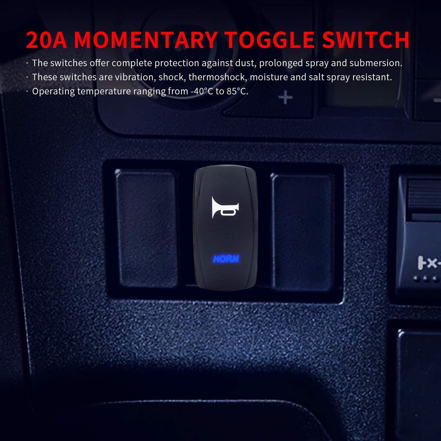 Daiertek 12V Horn Button Momentary Rocker Switch Blue Led 12 Volt Pola