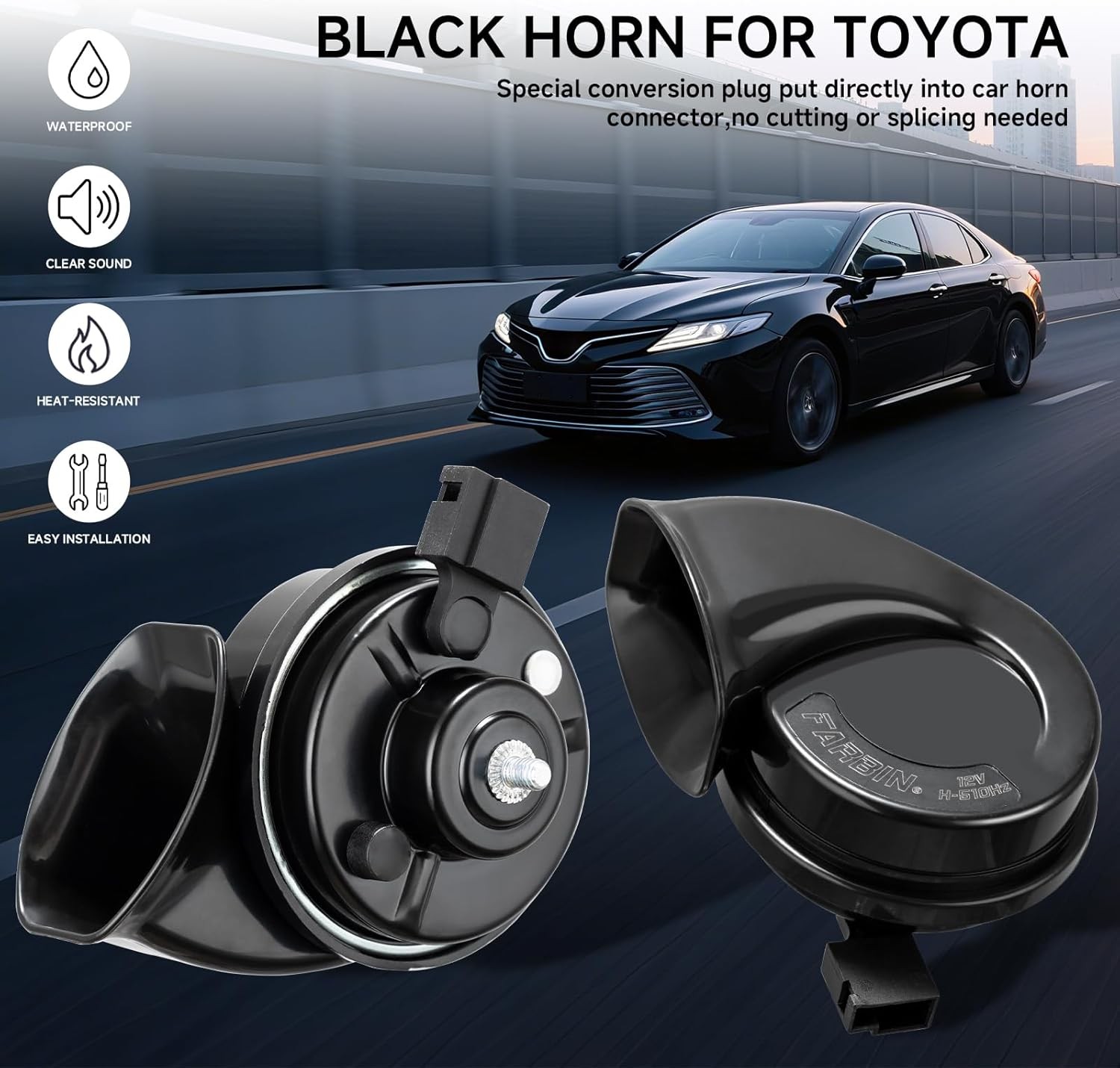 Car Horn for Toyota Lexus, 12V Waterproof Auto Horns with 1 to 2 Horn Plug fo…