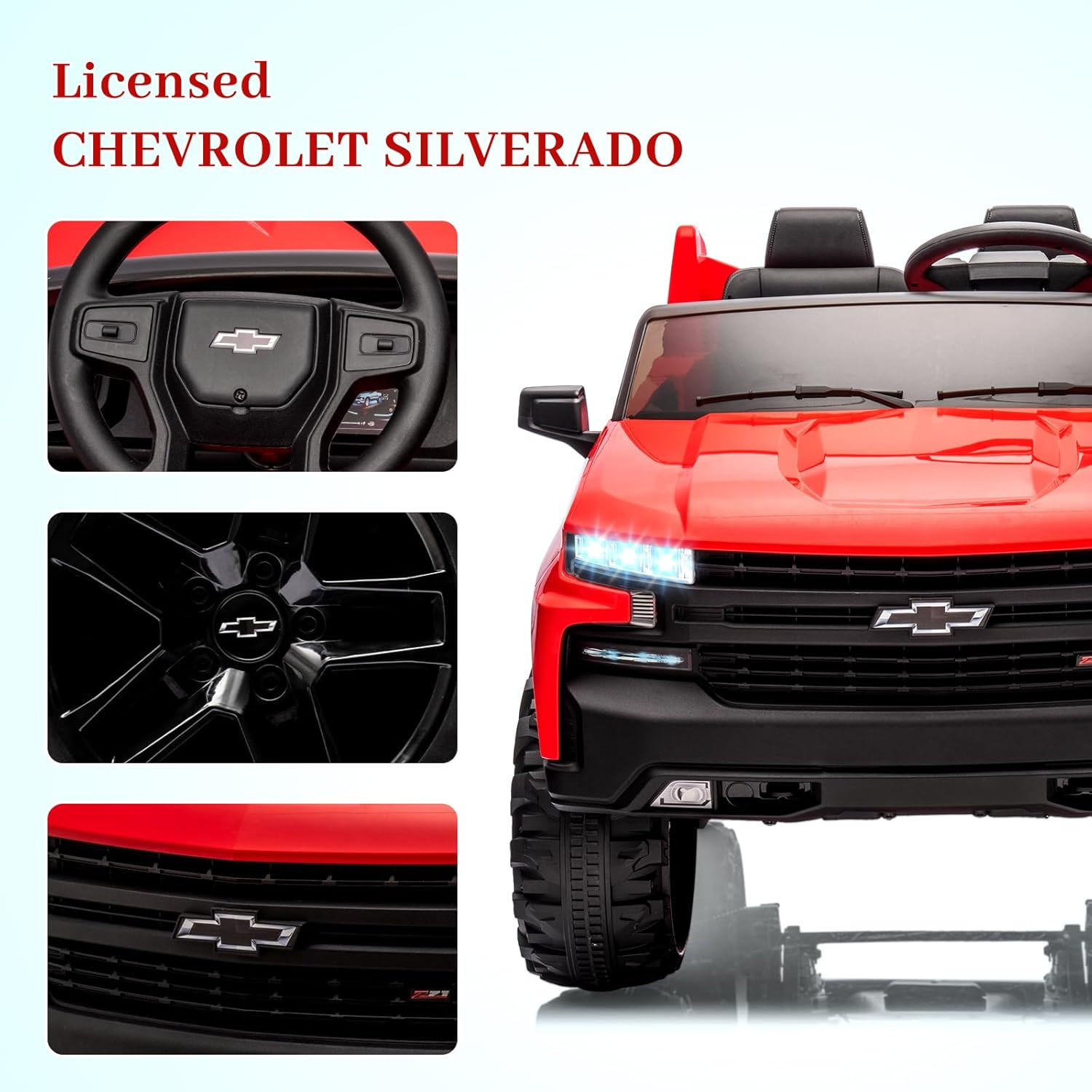 Baby Car 24V 2-Seater Truck Licensed Chevrolet Silverado Ride on Toy W/Parent Re