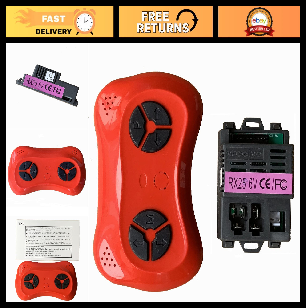 6V Kids Ride-On Car Remote Control Kit – Bluetooth Receiver & Control Box Access