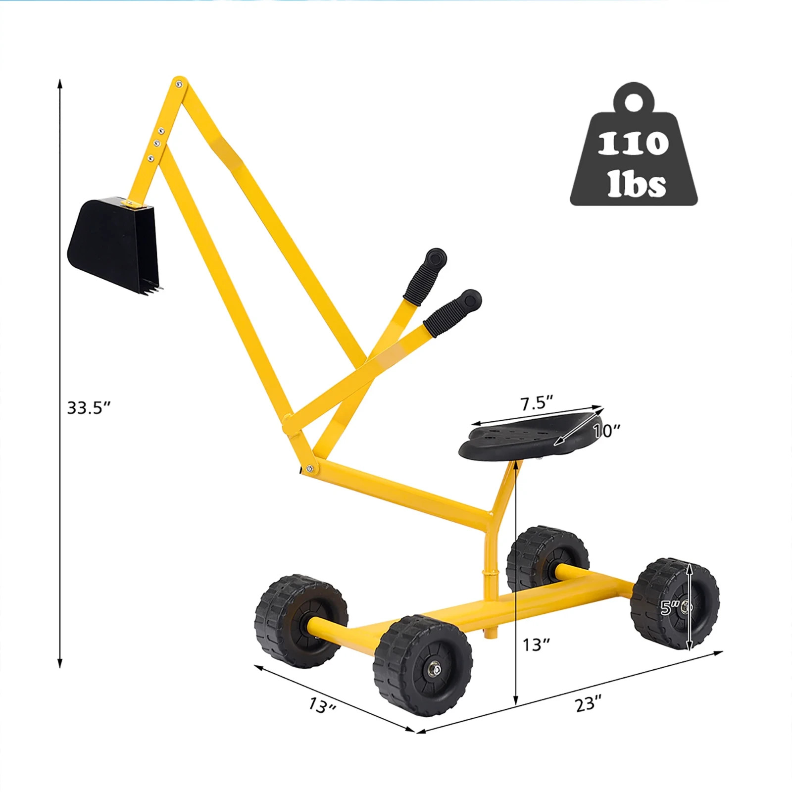 Costway Heavy Duty Kid Ride-on Sand Digger Digging Scooper Excavator for Sand