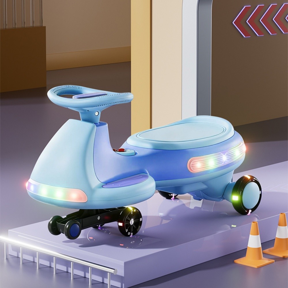 Dual Drive 2-in-1 Glide Car, Full Lights, Silent Wheels, Built-in Bluetooth