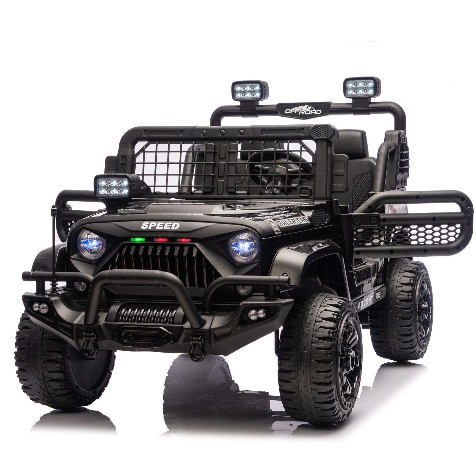 24V 2-Seaters Electric Jeep Truck Ride on Car Toy for Kids 3-8 w/ Remote Control