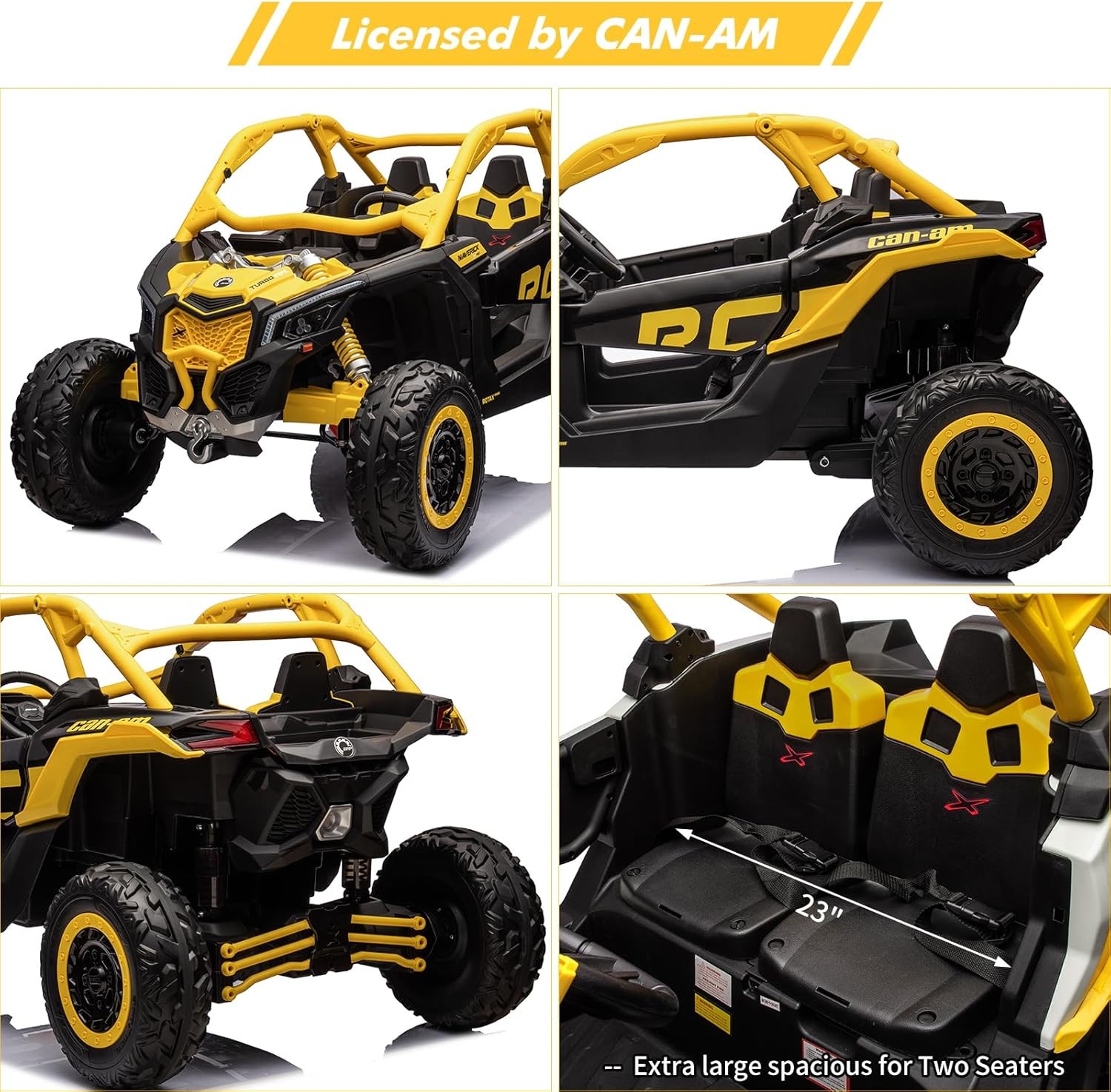 Electric 2-Seater Ride-On UTV for Kids, 24V Dual Battery,4 Motors,Remote Control