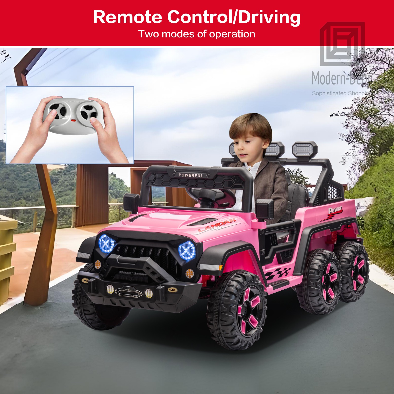 12V Kids Ride On Car Electric Truck w/ Remote Control DIY Stickers 6 Wheels Toy