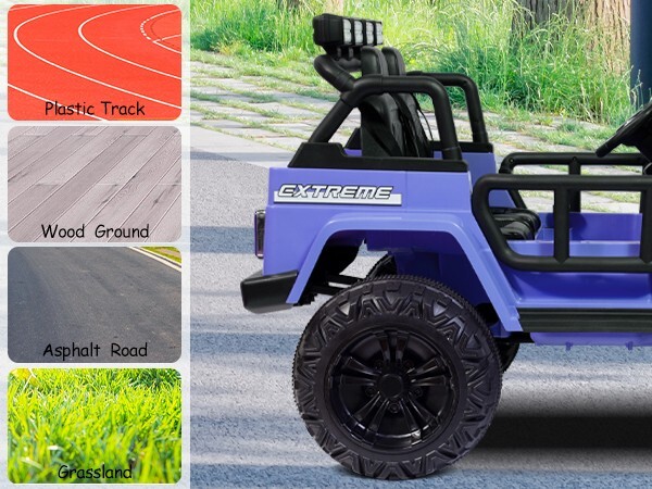 ZEOPHOL Ride On Truck Jeep 12V Electric Kids Toys Car 2 Seat 3 Speed Remote Blue