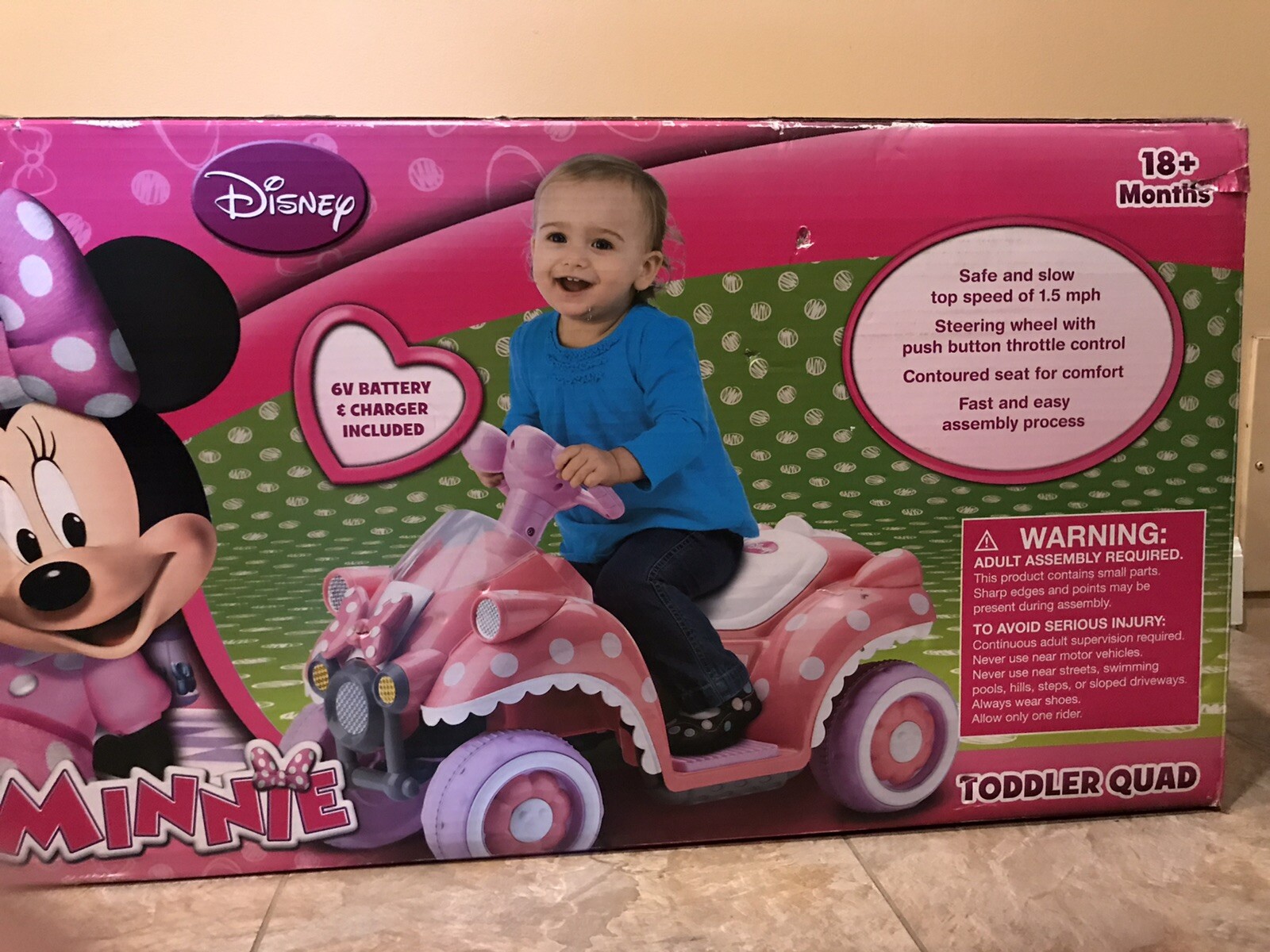 Kid Trax Disney Minnie Mouse 6V Quad Ride On 18+ months NEW IN BOX