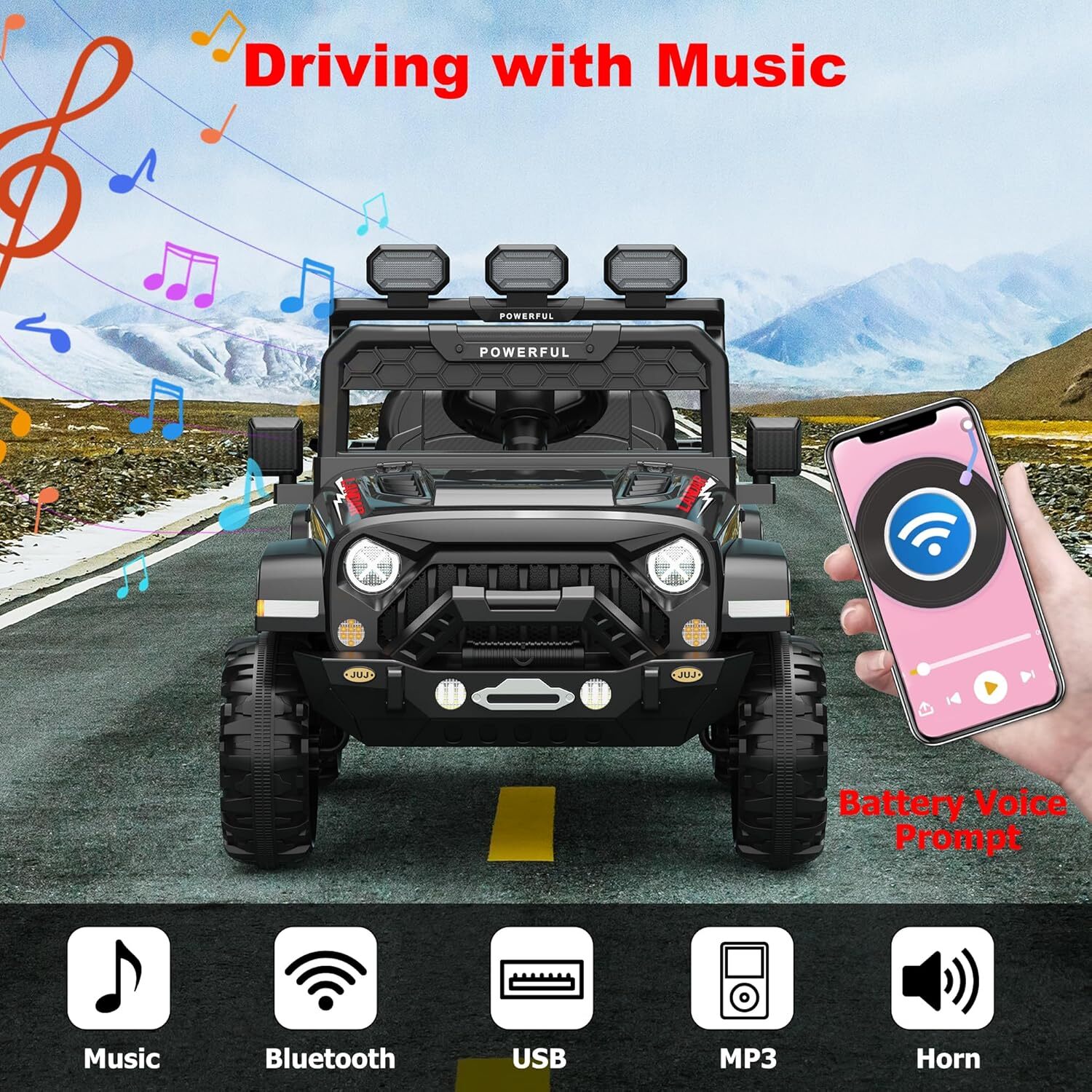 12V7Ah Electric Kids Car Power Wheels Dual Drive Ride-on Truck Vehicle W/Remote