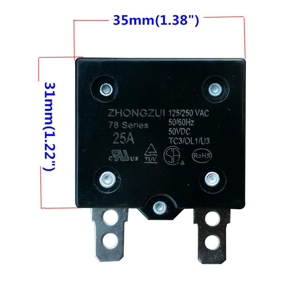 25A 125/250VAC 50/60Hz 50VDC Automatic Reset Relay Fuse, Therma Switch…