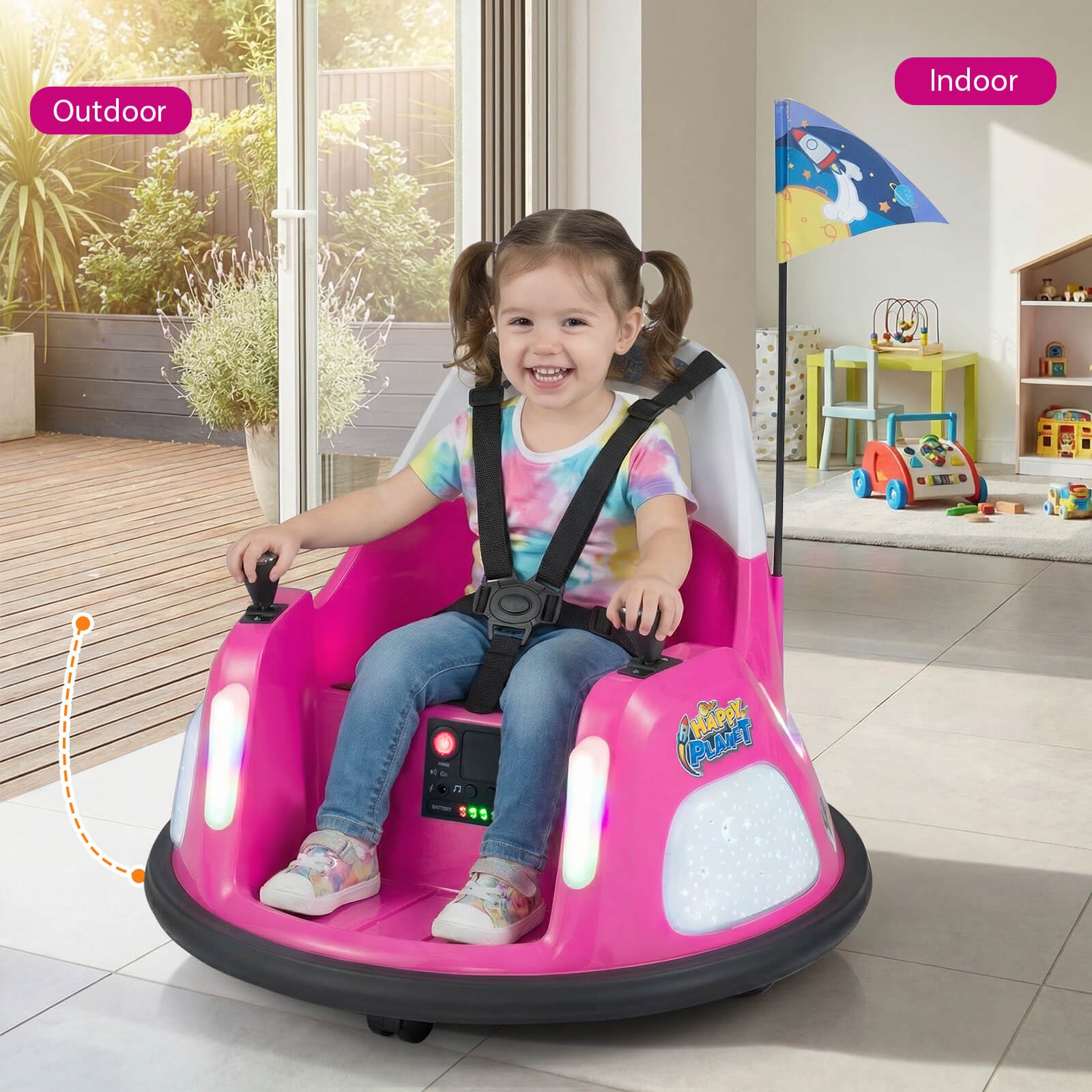 12V Kids Bumper Car360° Spin & Remote.Battery-Poweredfor 1.5-6 ages.Pink