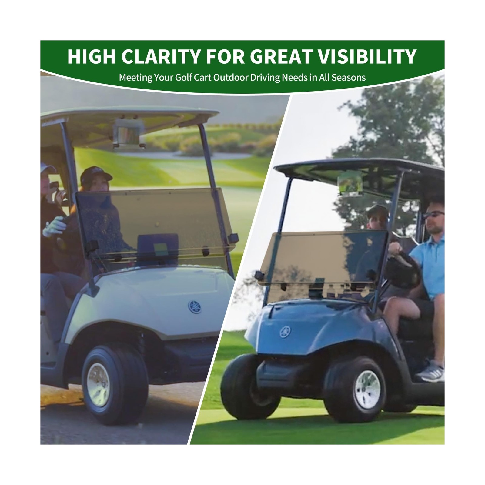 Golf Cart Foldable Windshield 3/16″ (5MM) Thicken Only Fits 2007-2016 Yamaha …