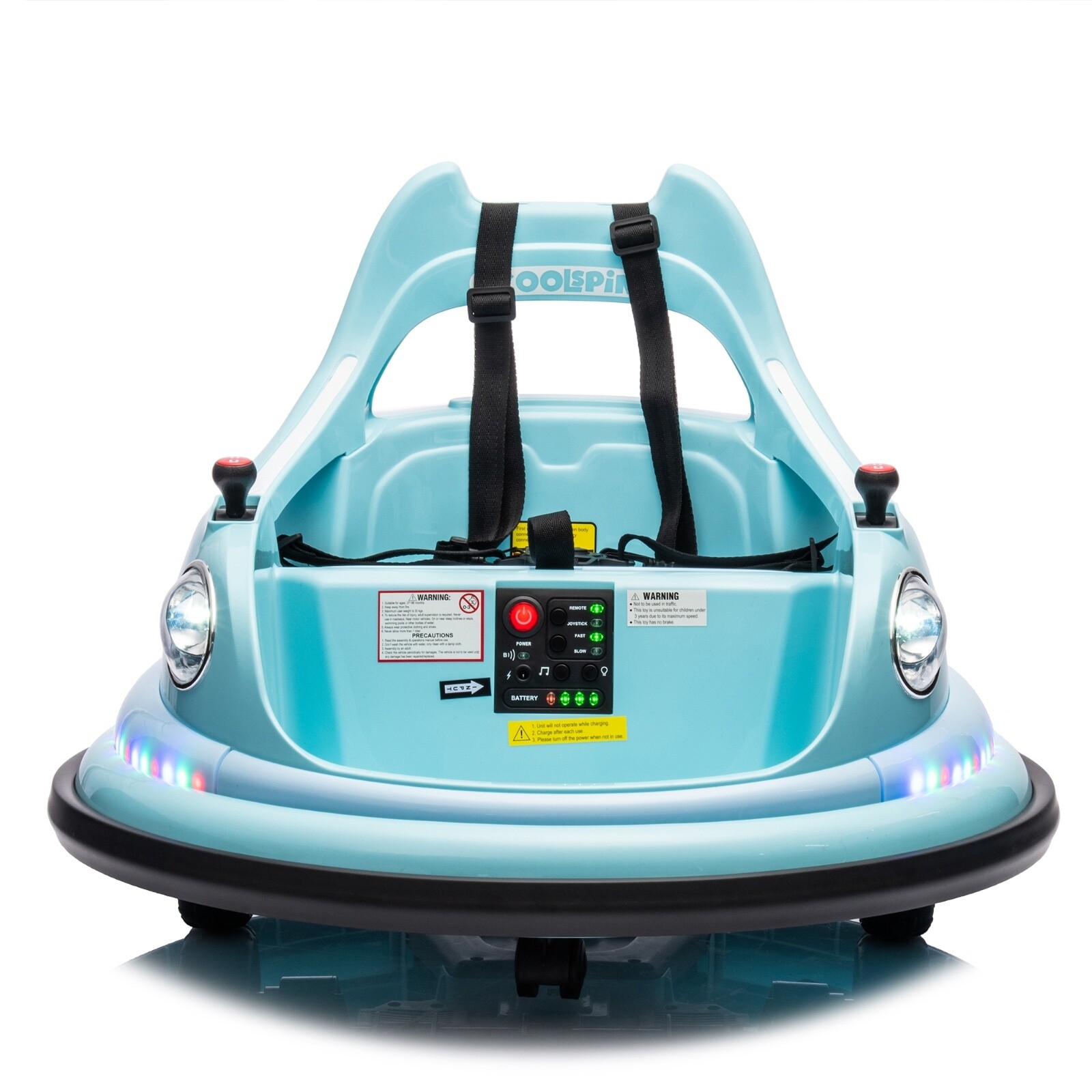 12V Kids Ride On Bumper Car w/ Remote Control, LED Lights – Fits 1.5-5 Years Old