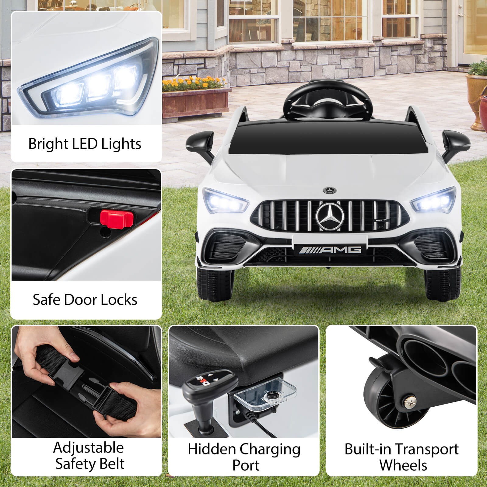 12V Kids Ride on Car w/Remote Rocking Function Transport Wheels Lights & Music