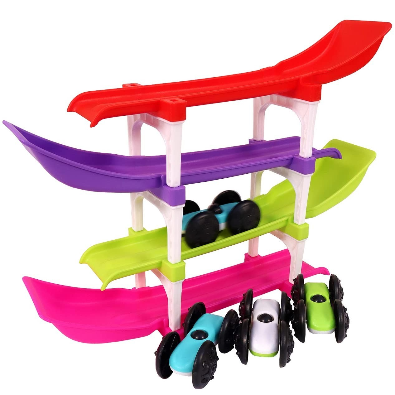 Racer Ramp Toy With 4 Cars, 4 Ramps And Race Track For Toddlers, Boys & Girls