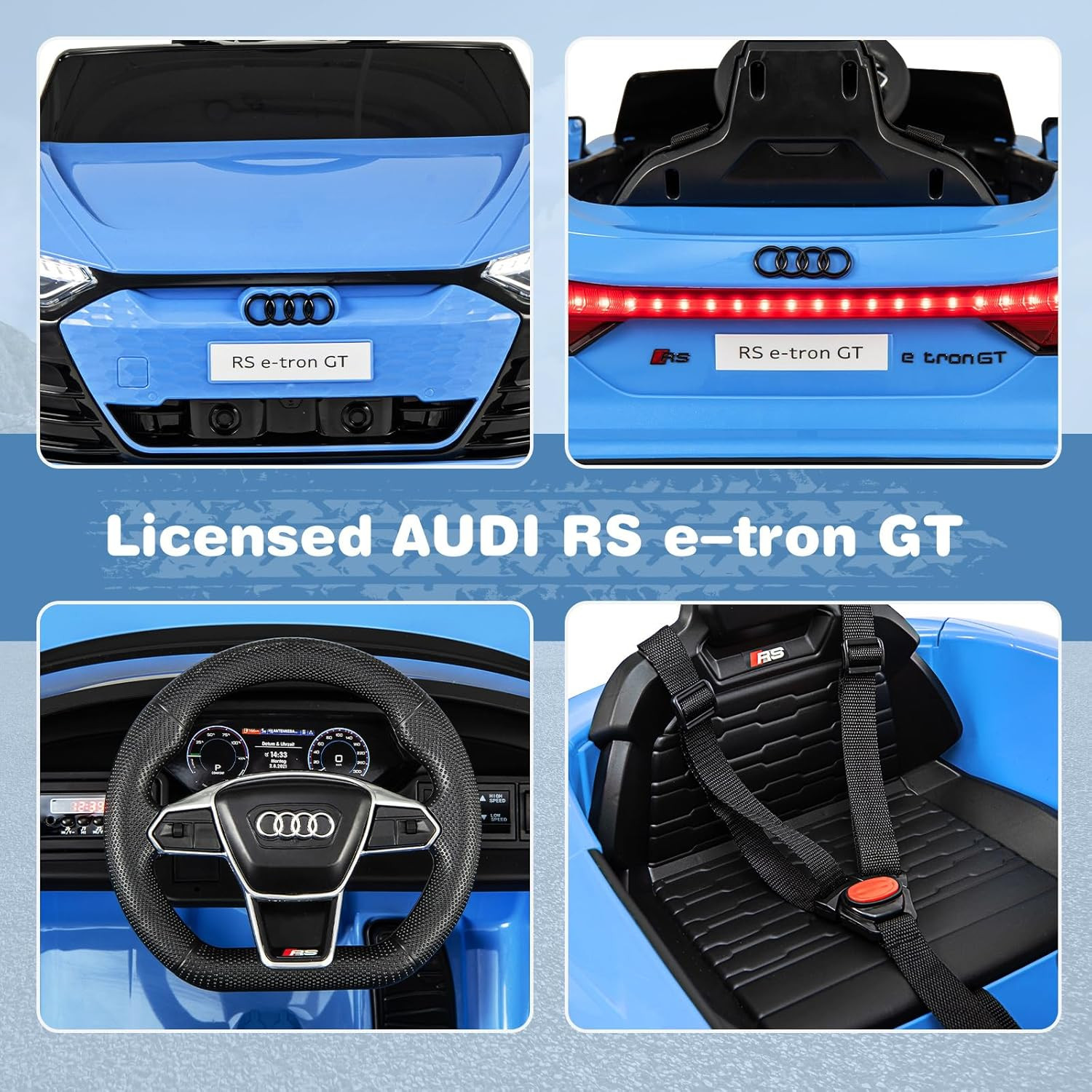 12V Kids Ride on Car, Licensed Audi RS E-Tron GT Electric Vehicle with Remote Co