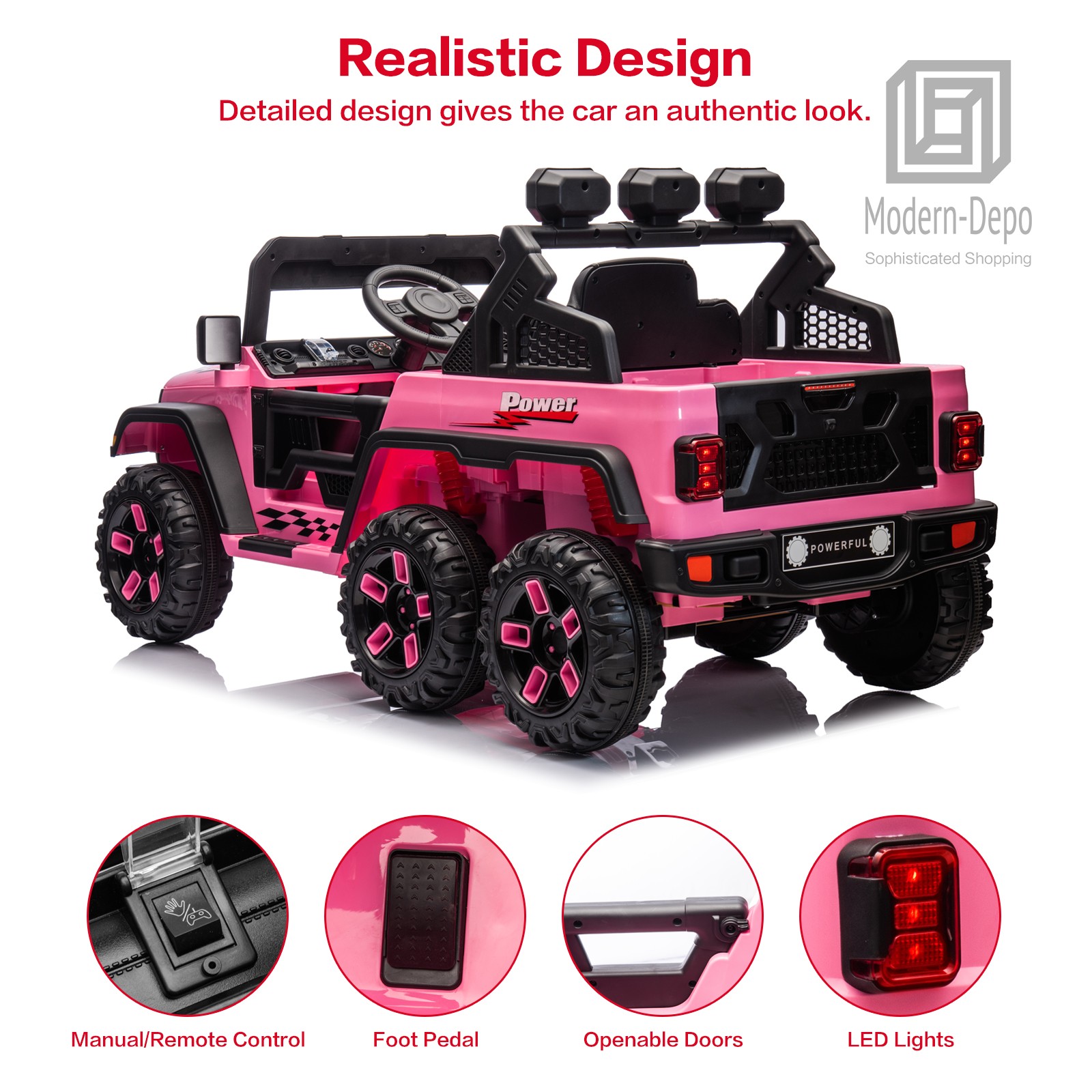 12V Kids Ride On Car Electric Truck w/ Remote Control DIY Stickers 6 Wheels Toy