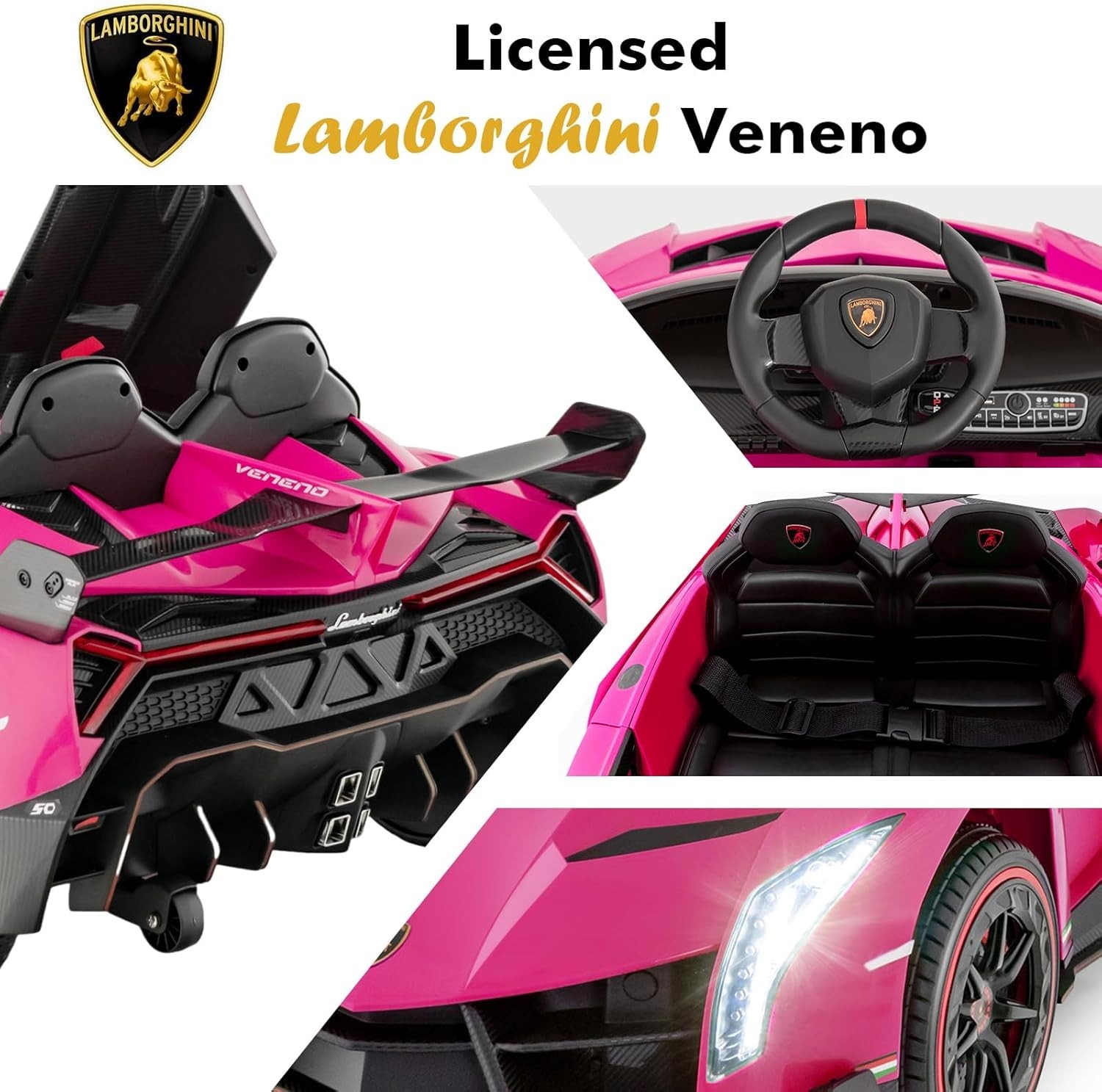 Ultimate Pink 2-Seater Lamborghini Veneno Ride-On Car for Toddlers – Remote Fun
