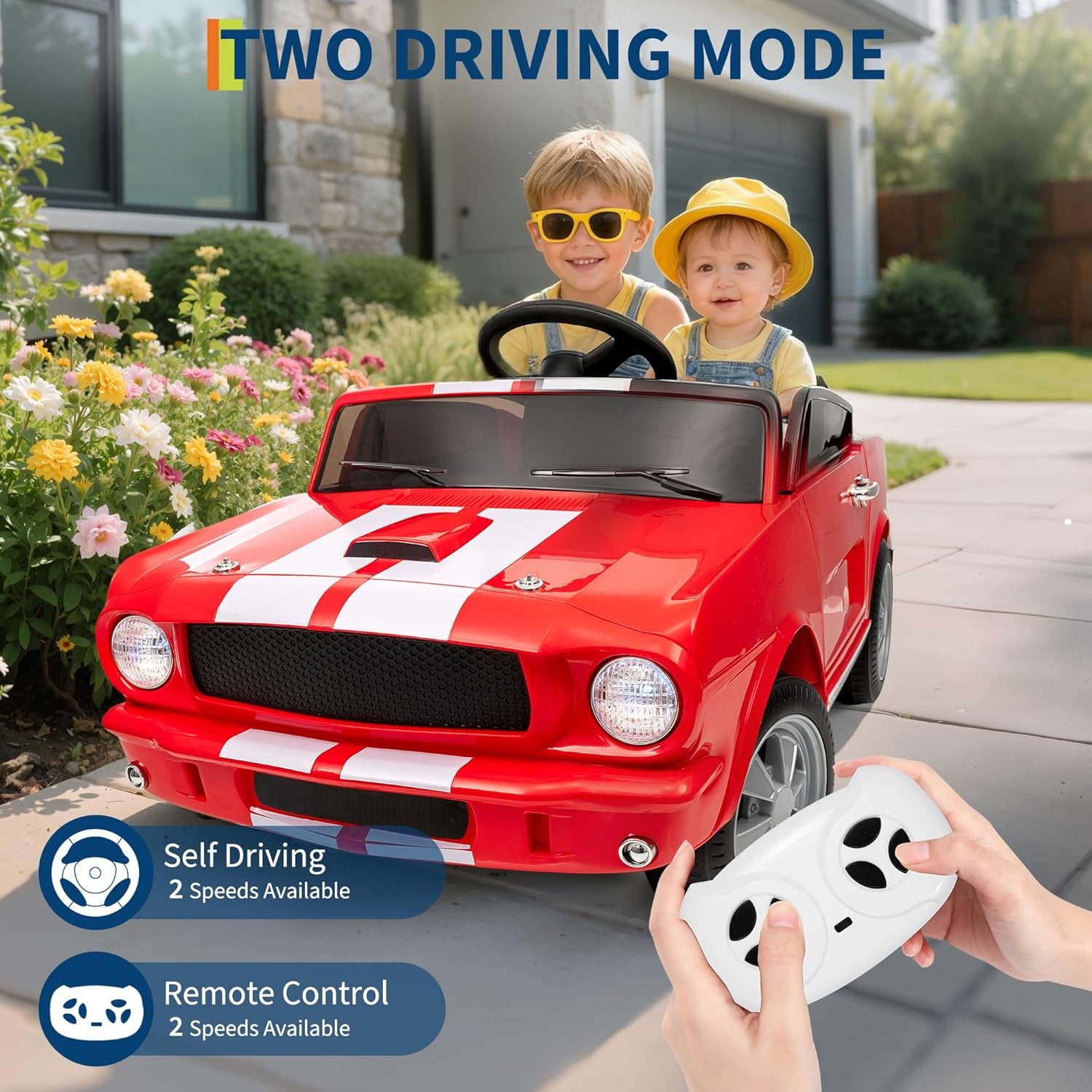 24V 2 Seater Ride on Licensed Shelby GT350 Electric Car Ride on Toys for Kids