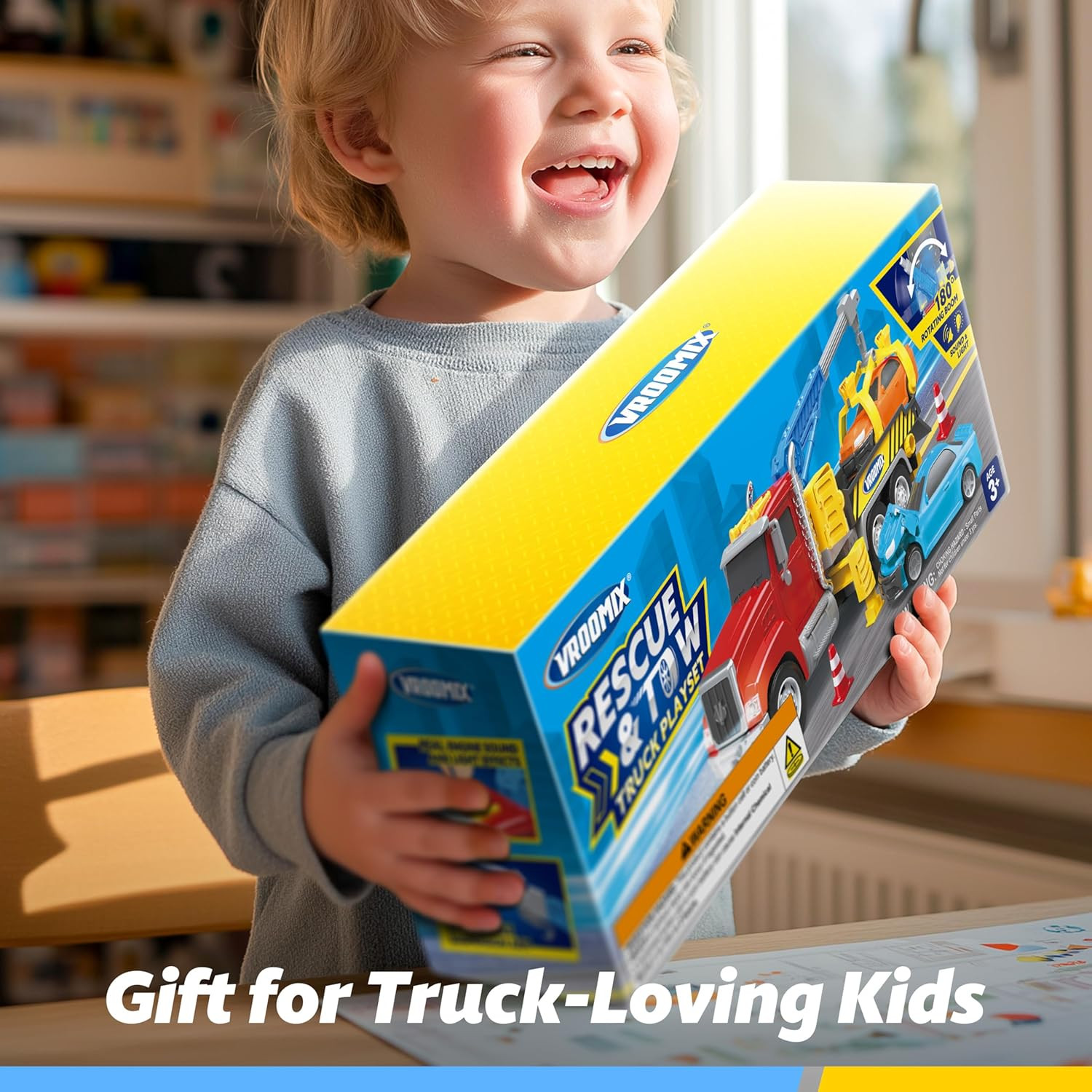JOVA Kids Tow Truck Toys for 3 4 5 6 7 Years Old Boys, Toddler Car Toys, Large