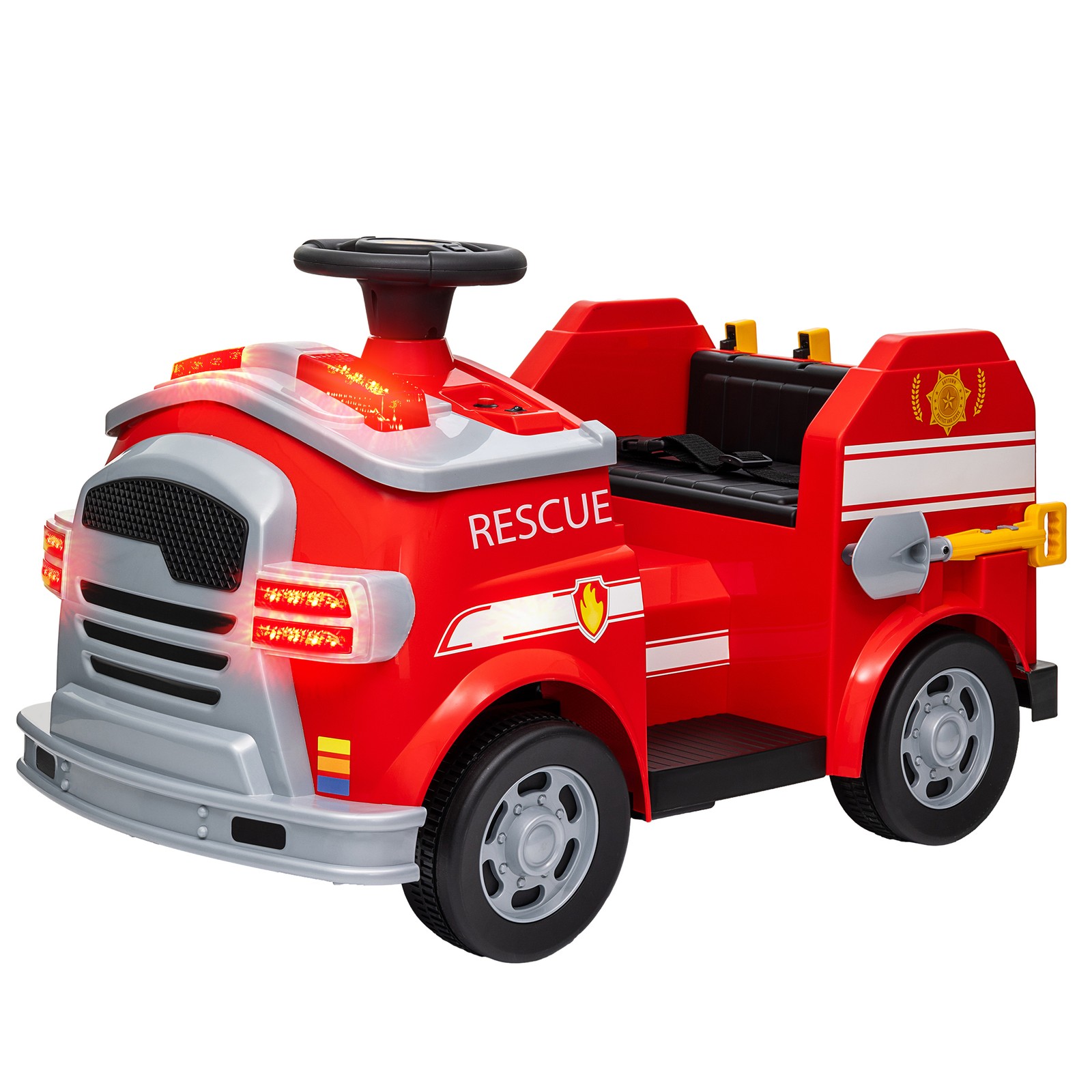 12V Ride on Fire Truck w/ Siren, Flashing Lights