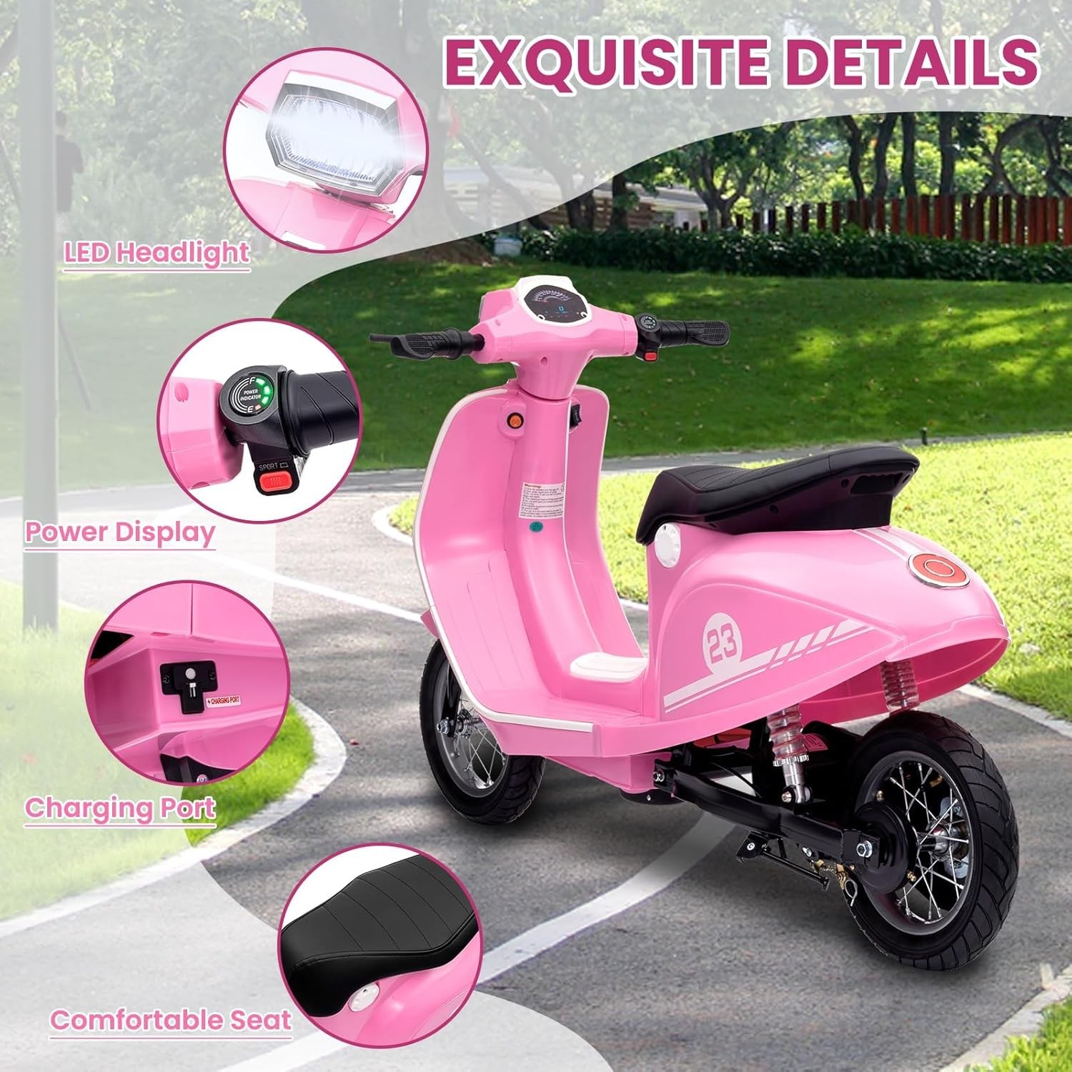 Kids Motorcycle,24V Children Moped,Electric Scooter,Ride On Toys for 8-14 Years