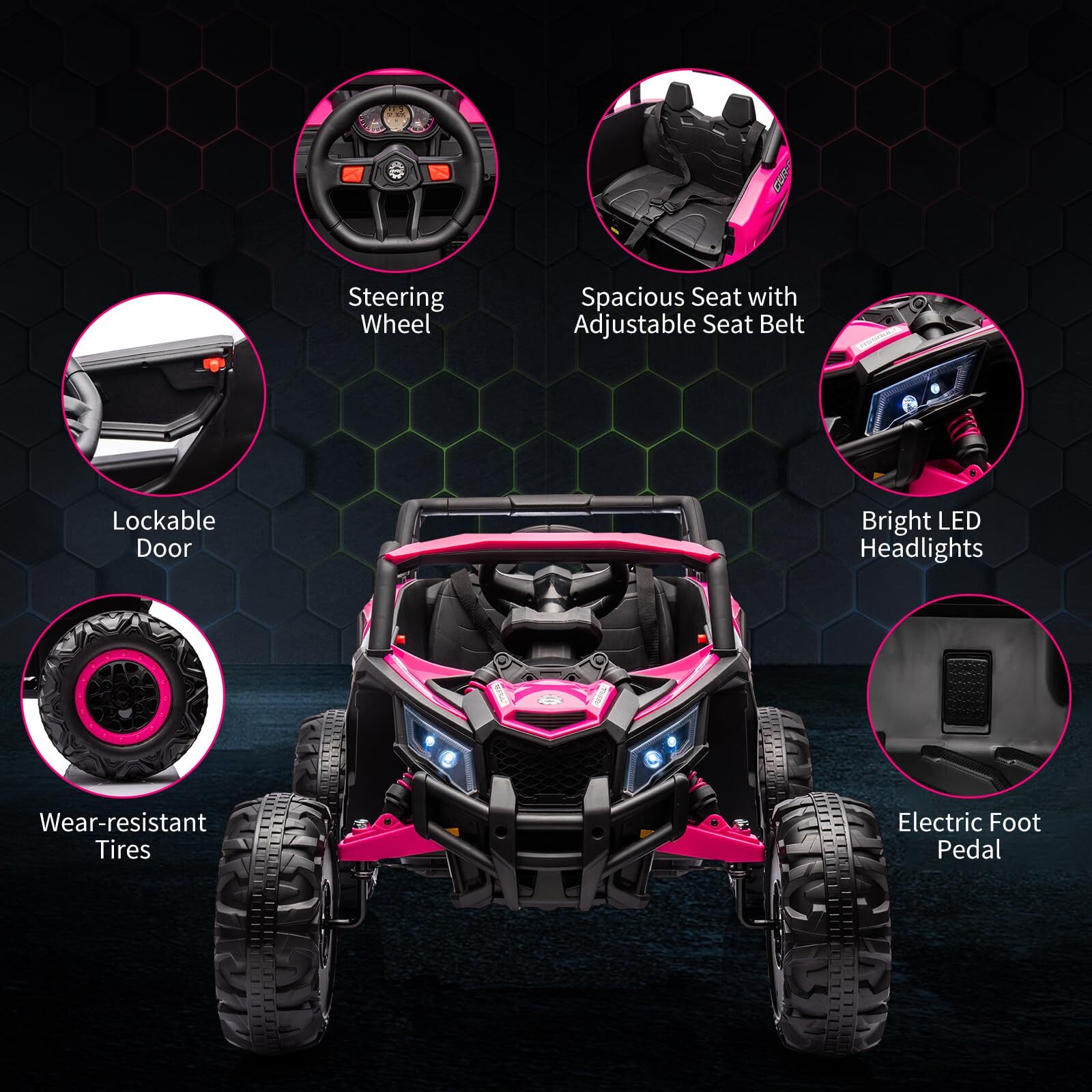 24V Kids UTV Ride on Car with Remote Control Battery Powered 4 Wheeler Off-Road