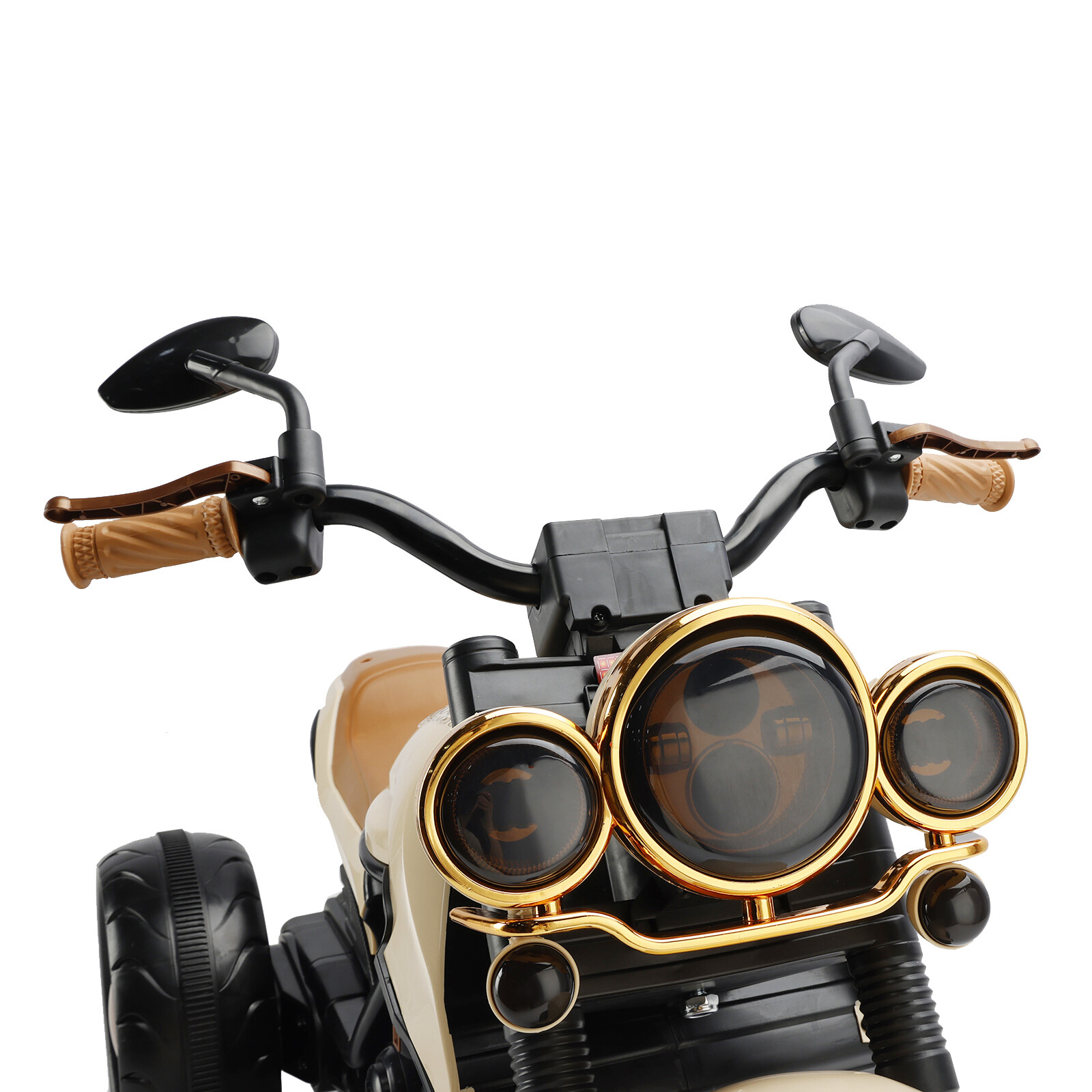 3Wheel Kids Ride On Motorcycle Electric Dual Drive Toy Car With LED Light Brown