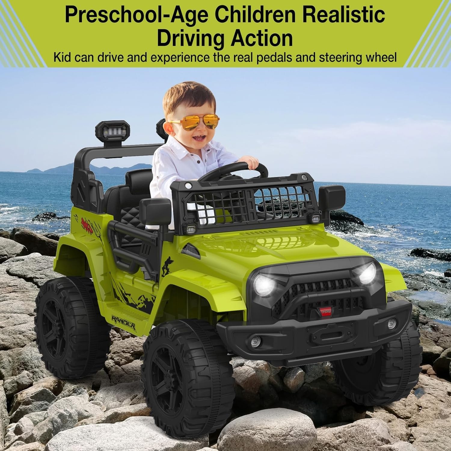 Ride on Truck Car, 12V Kids Electric Vehicles with Remote Control Spring Susp…